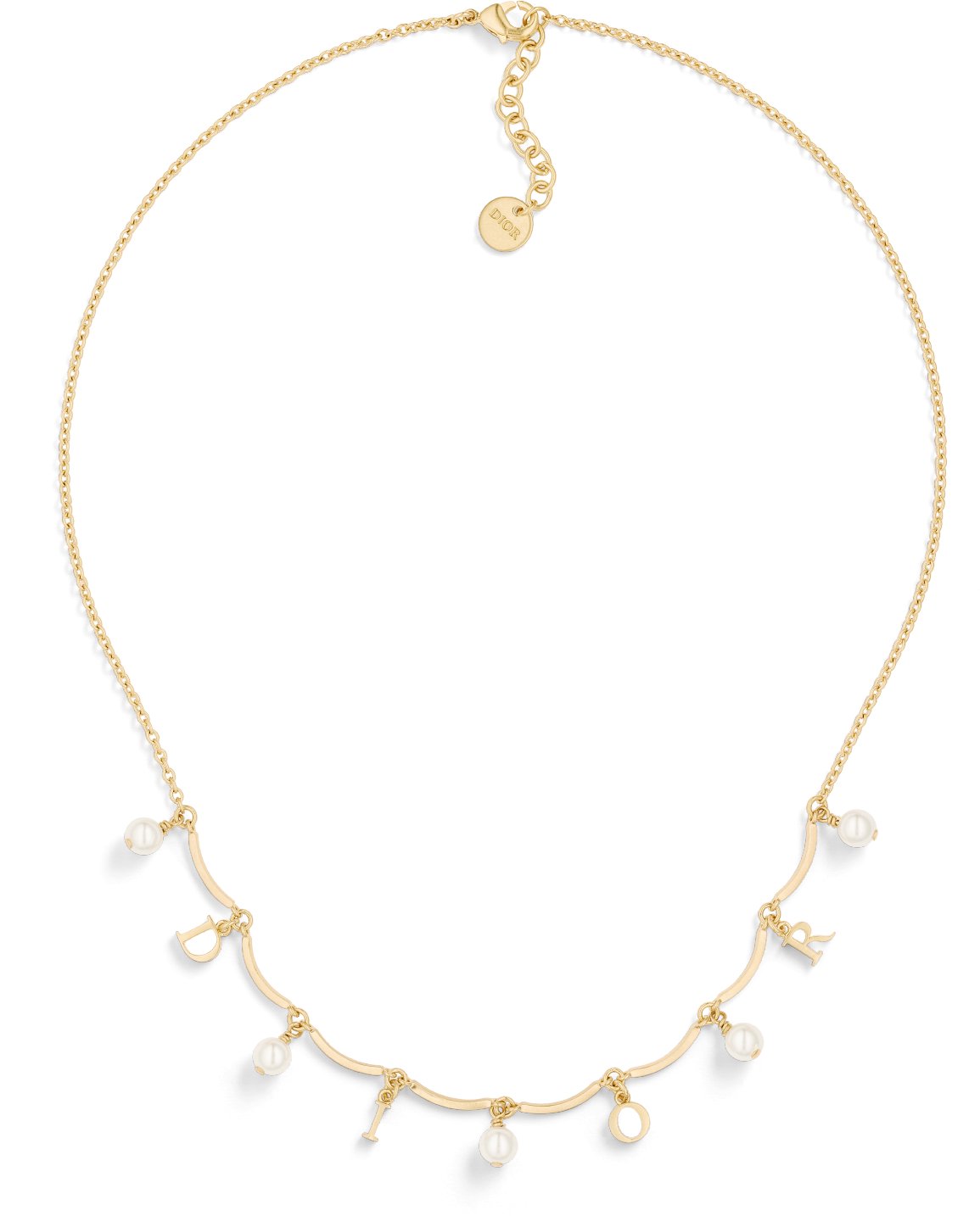 Dio r evolution Necklace Gold Finish Metal and White Resin Pearls DIOR