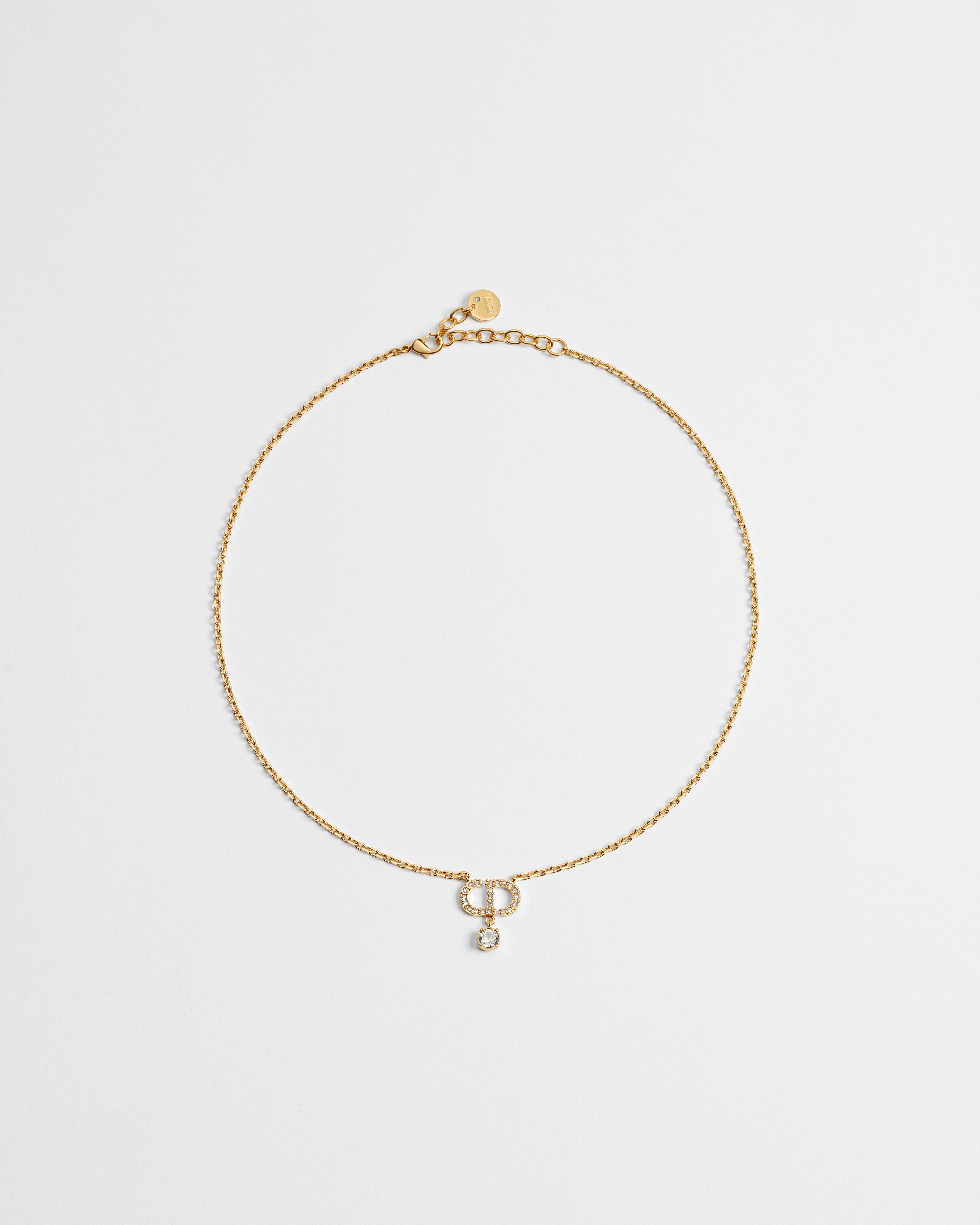 Petit CD Necklace Gold-Finish Metal and Silver-Tone Crystals E01