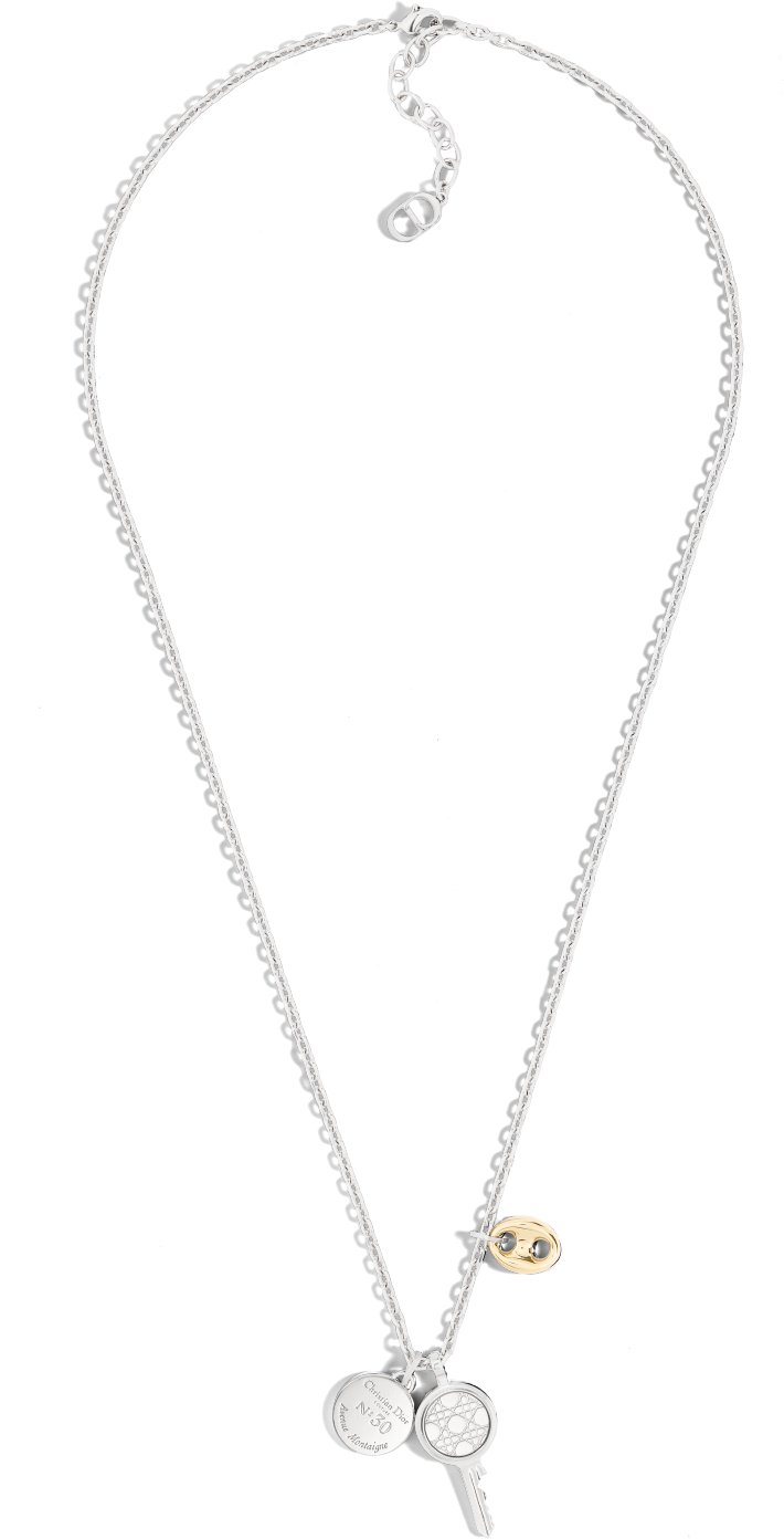 Dior engraved tag pendant necklace top