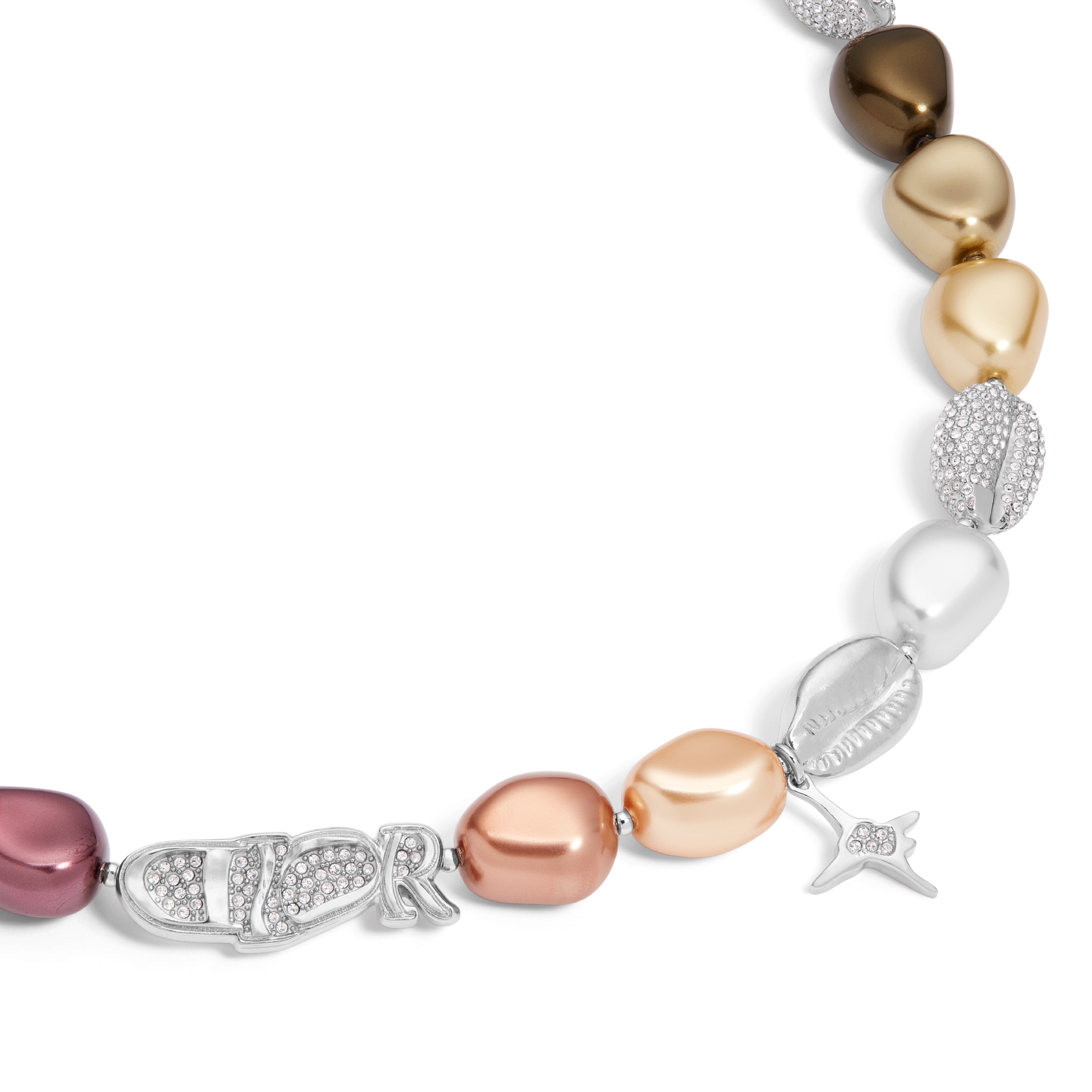 DIOR AND LEWIS HAMILTON Necklace Multicolor Crystal, Silver-Finish Brass and White Crystal Cabochons E09