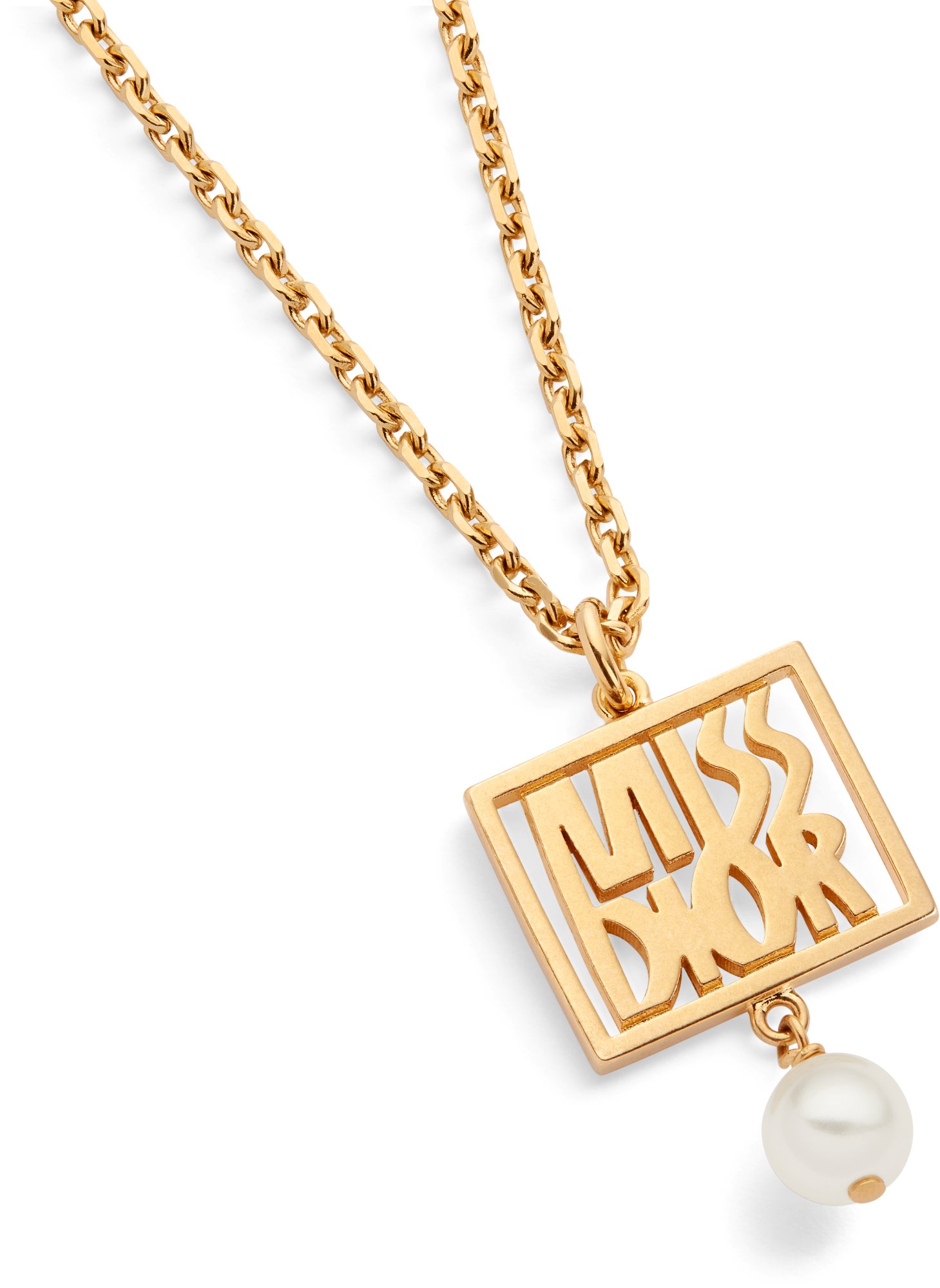 Miss Dior Necklace Gold Finish Metal and a White Resin Pearl DIOR