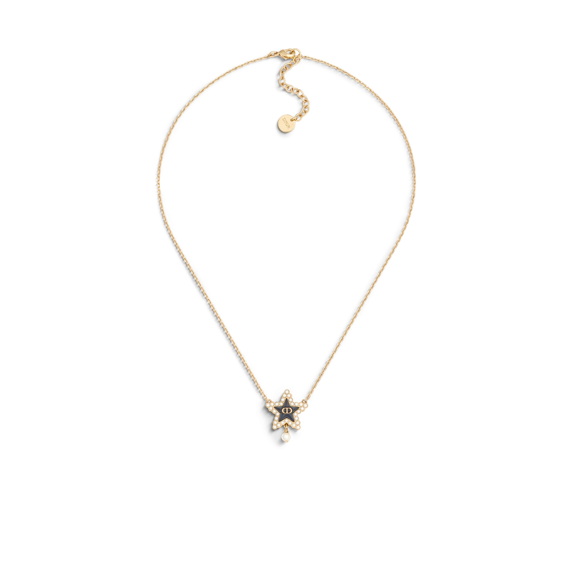 Petit CD Lucky Baroque Necklace Gold-Finish Metal with White Resin 