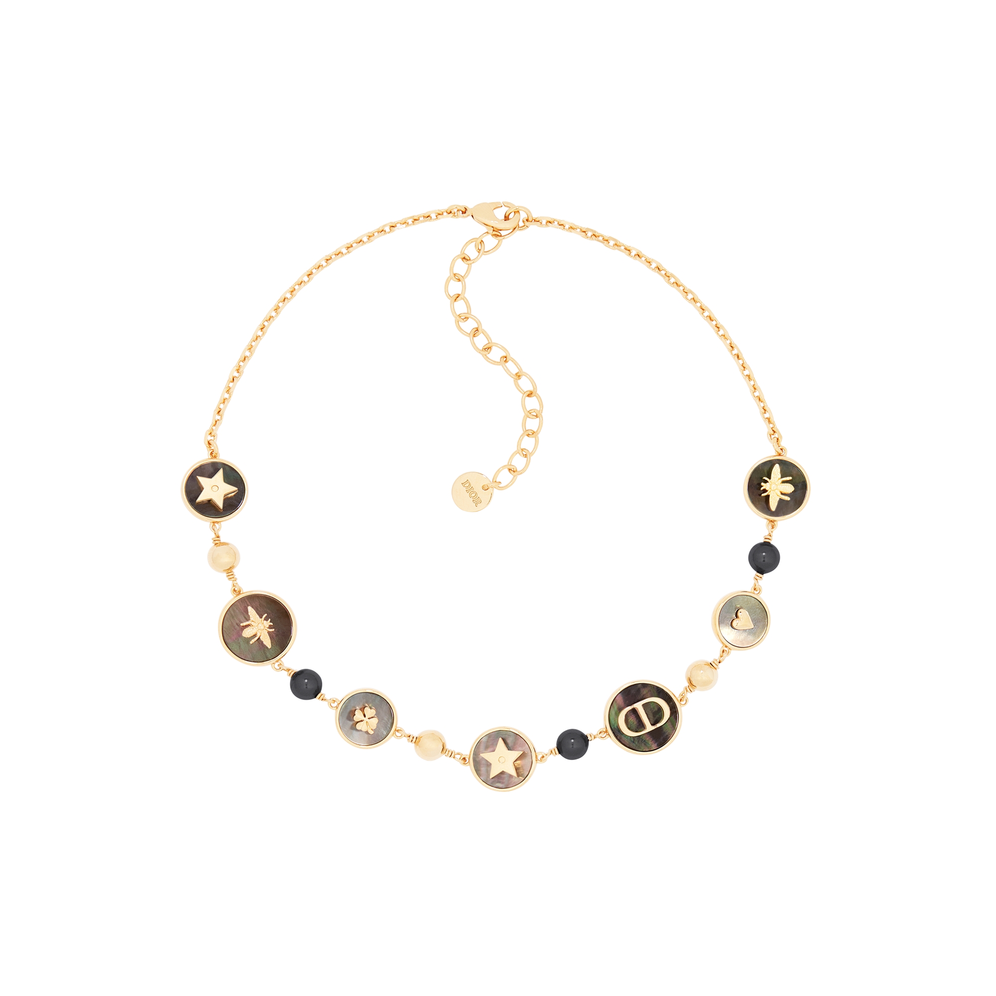  Gold-Finish Metal with White and Deep Gray Resin Pearls and Tahiti Mother-of-Pearl