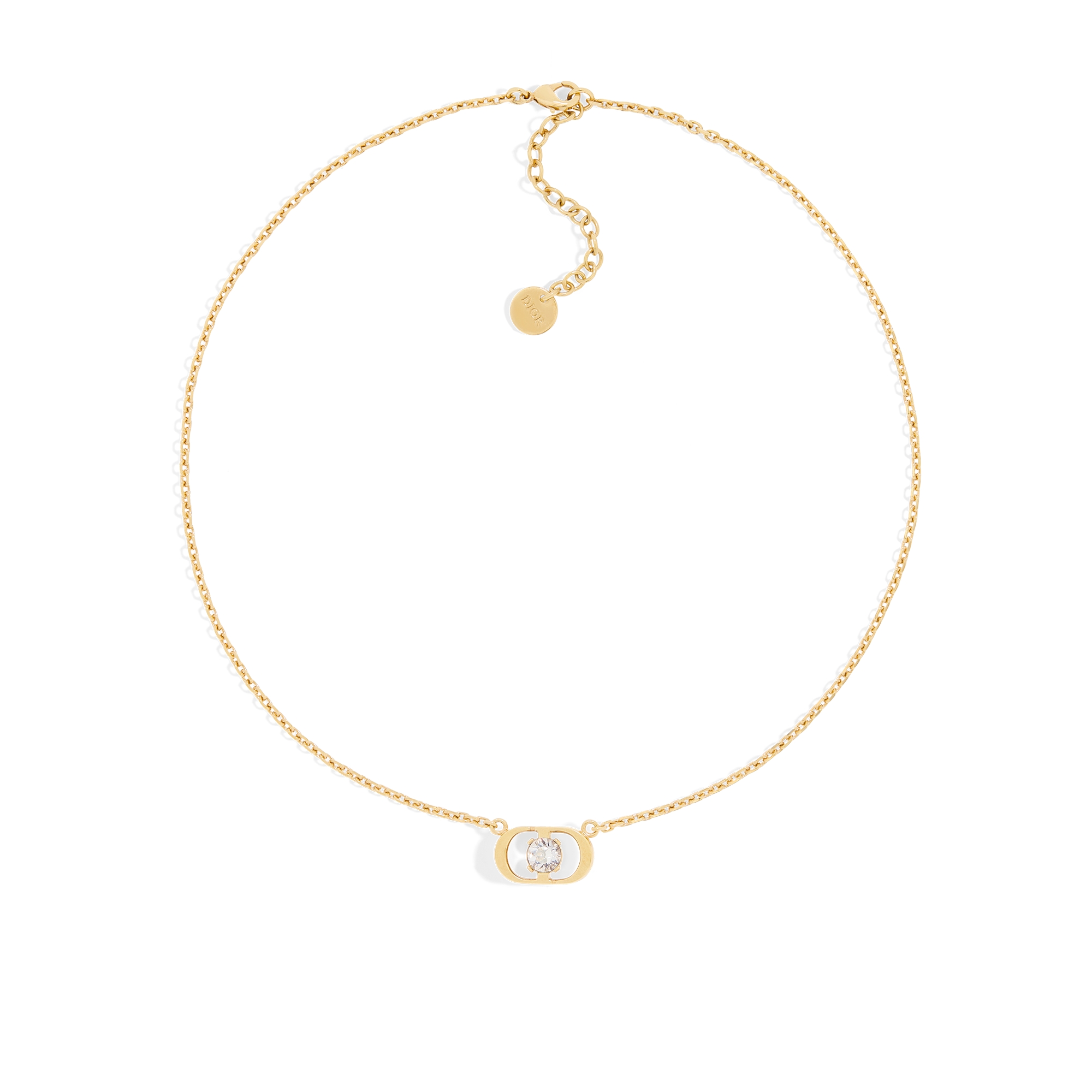 Petit CD Jolie Necklace Gold-Finish Metal and Silver-Tone Crystal E01