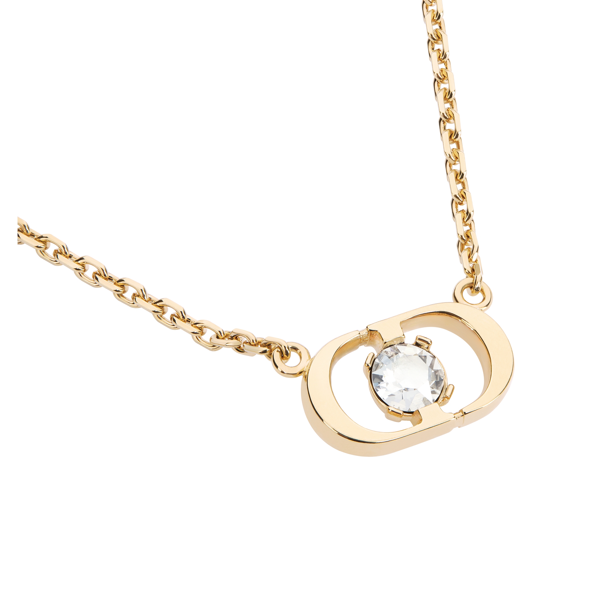 Petit CD Jolie Necklace Gold-Finish Metal and Silver-Tone Crystal E09