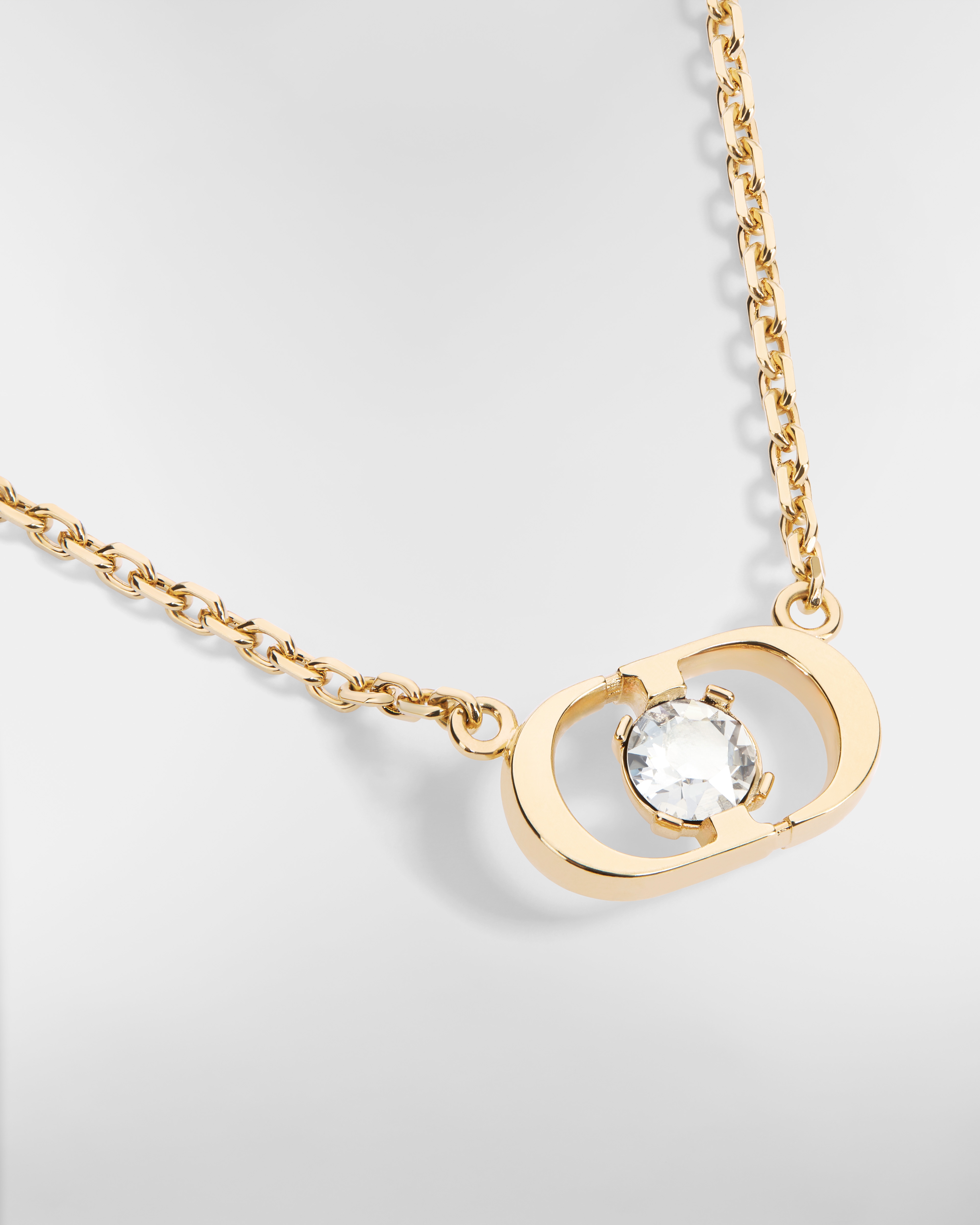 Petit CD Jolie Necklace Gold-Finish Metal and Silver-Tone Crystal E09