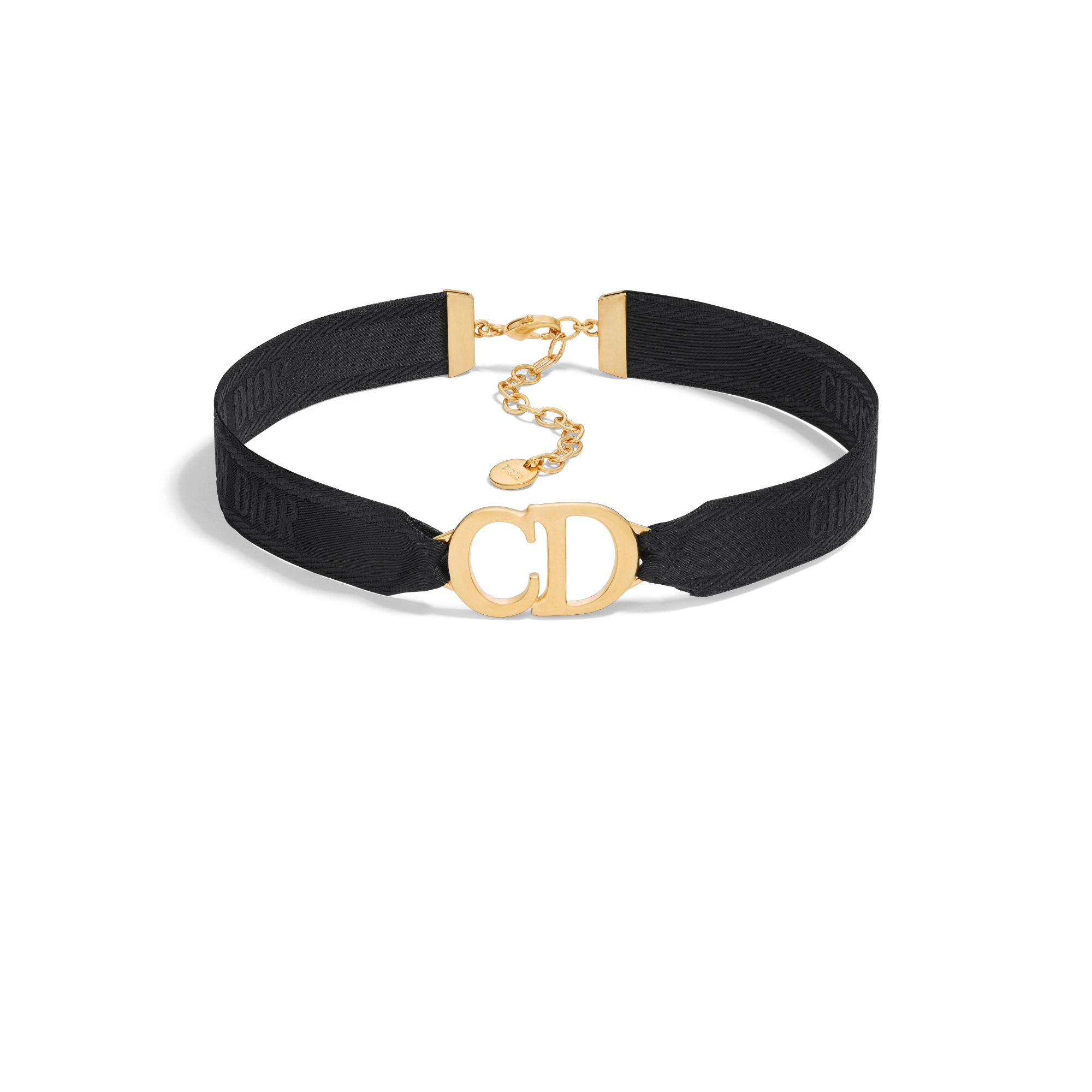 Dior ブラックレザーバングル メタルプレート付き christian dior