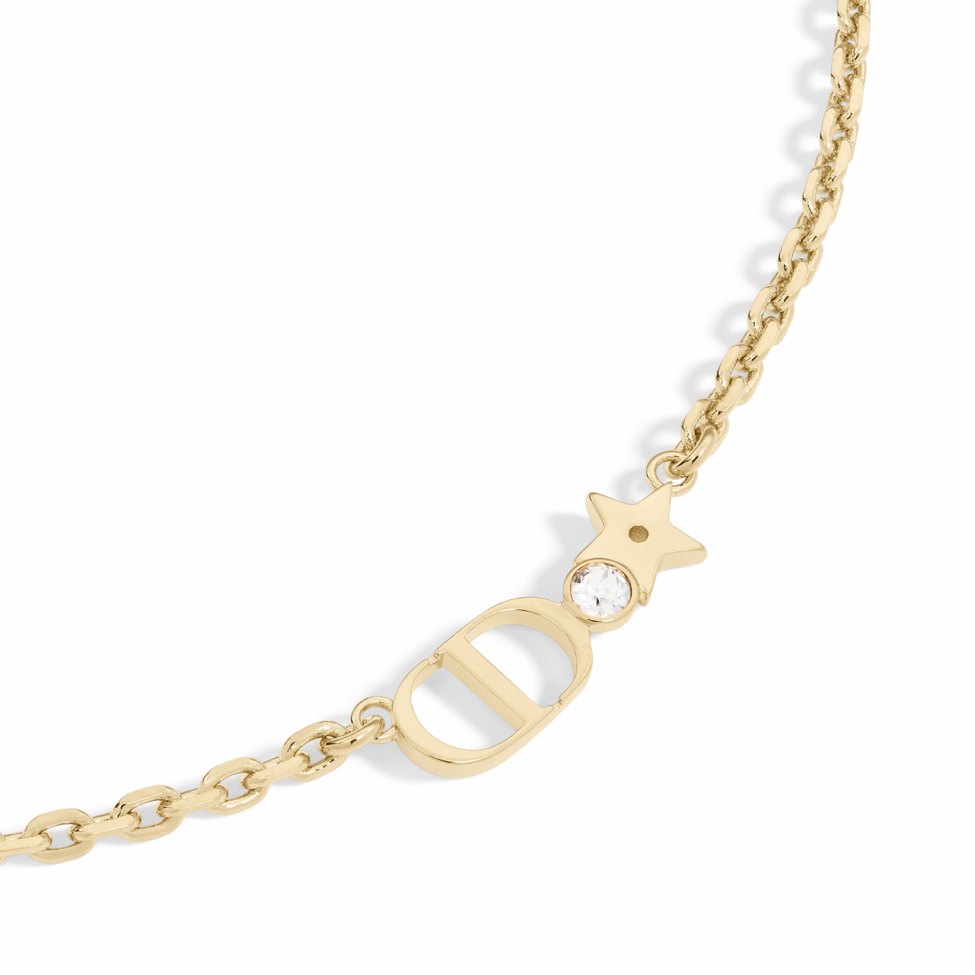 DIOR Petit CD スター メタル×クリスタル ダブル 二連 ネックレス アクセサリー ゴールド (208425