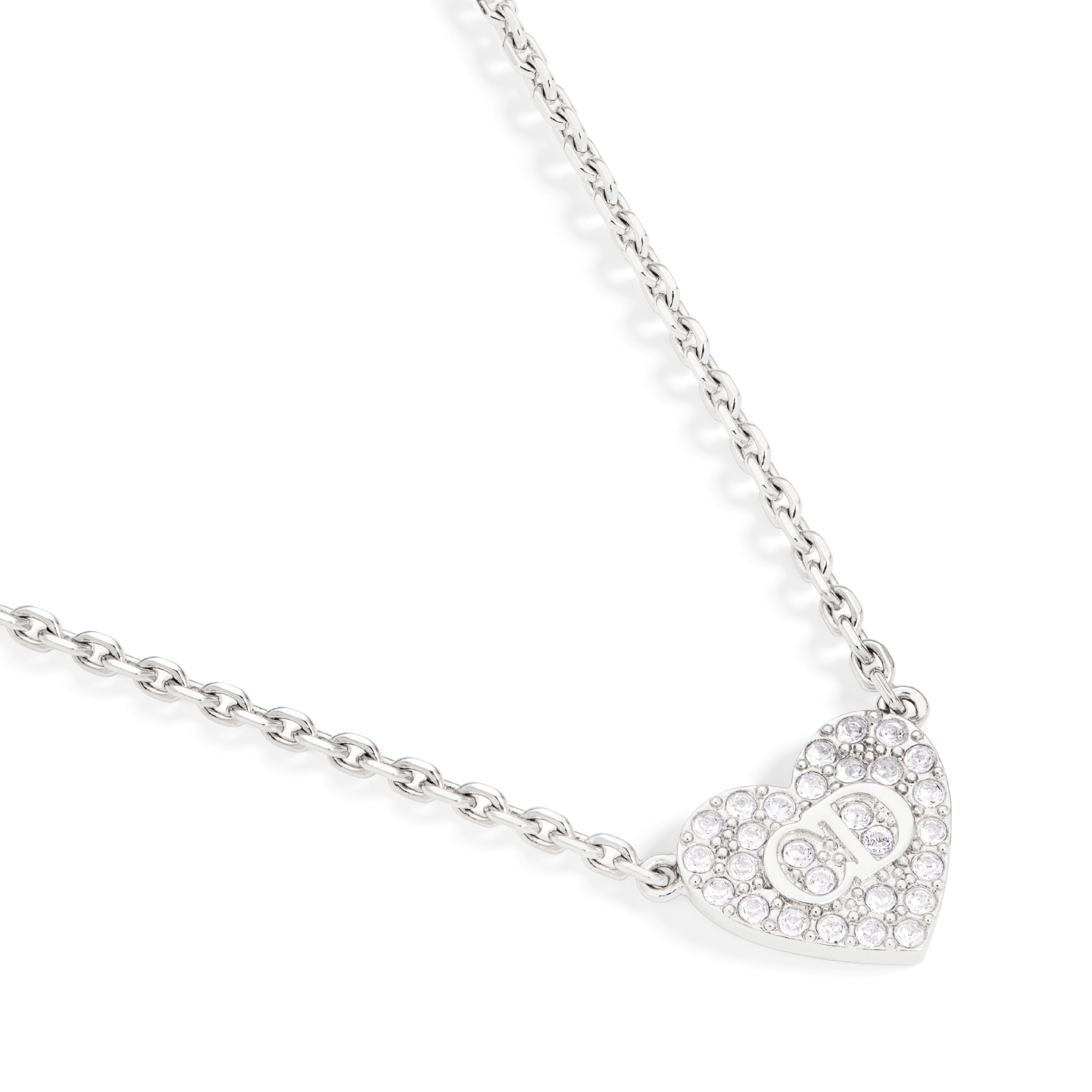 Collar Clair D Lune Metal plateado y cristales blancos E09