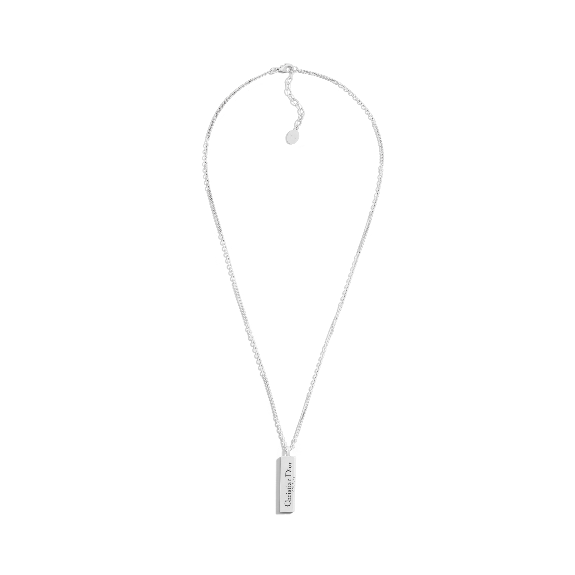 Christian Dior Couture Cut Plate Pendant Necklace Silver and Black Resin E01