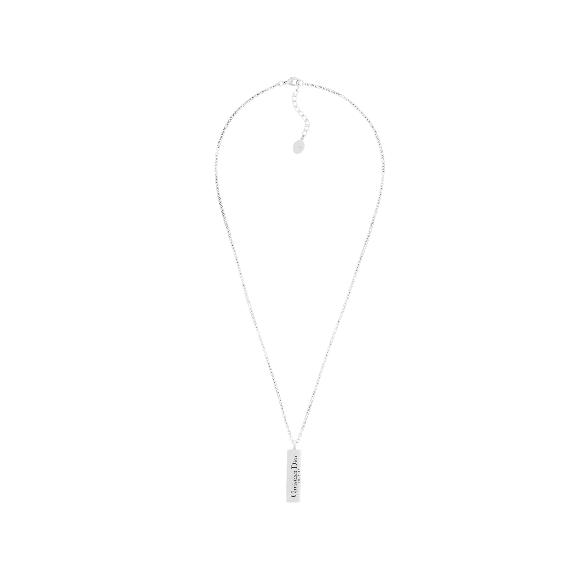 Christian Dior Couture Cut Plate Pendant Necklace Silver and Black Resin E01