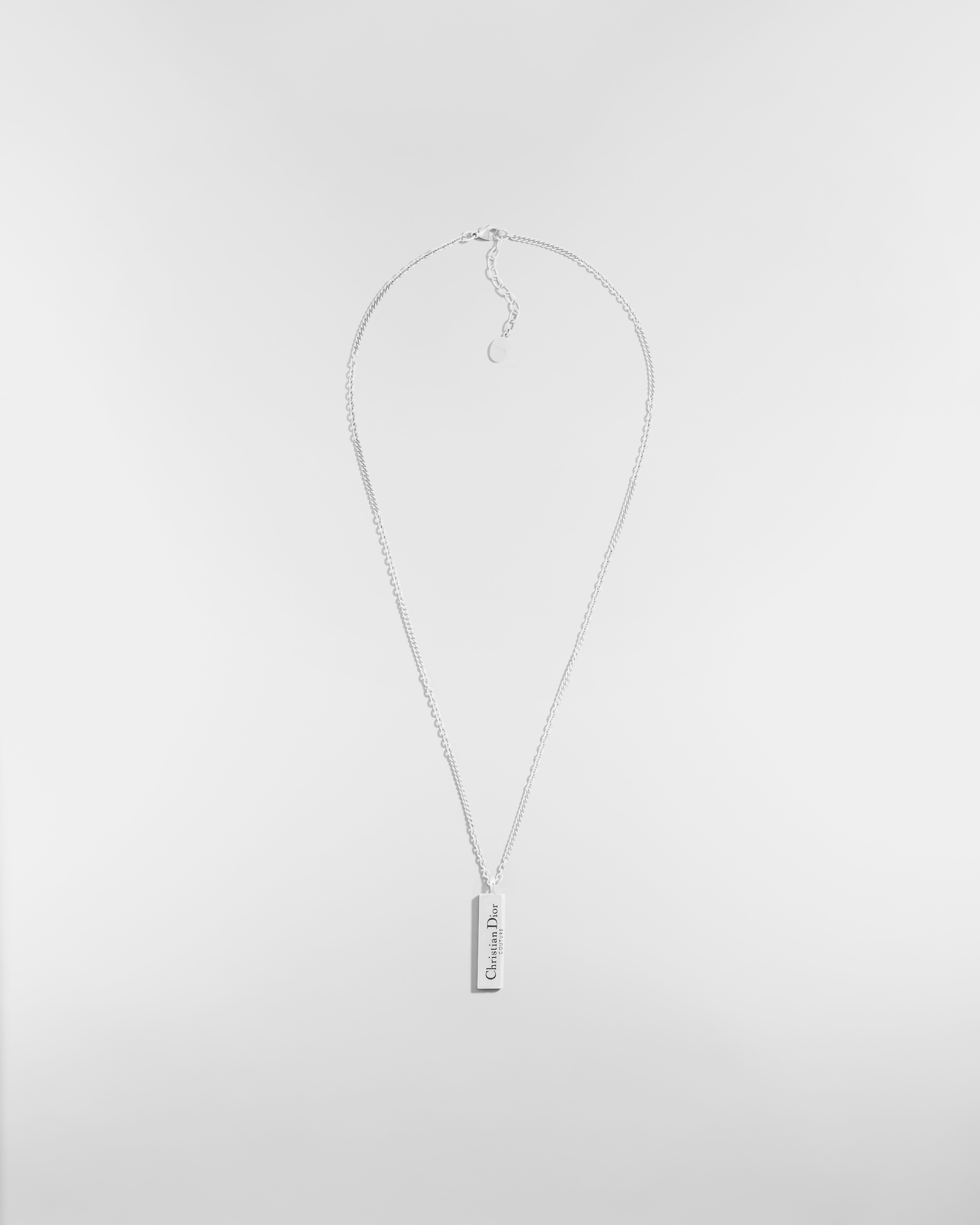 Christian Dior Couture Cut Plate Pendant Necklace Silver and Black Resin E01