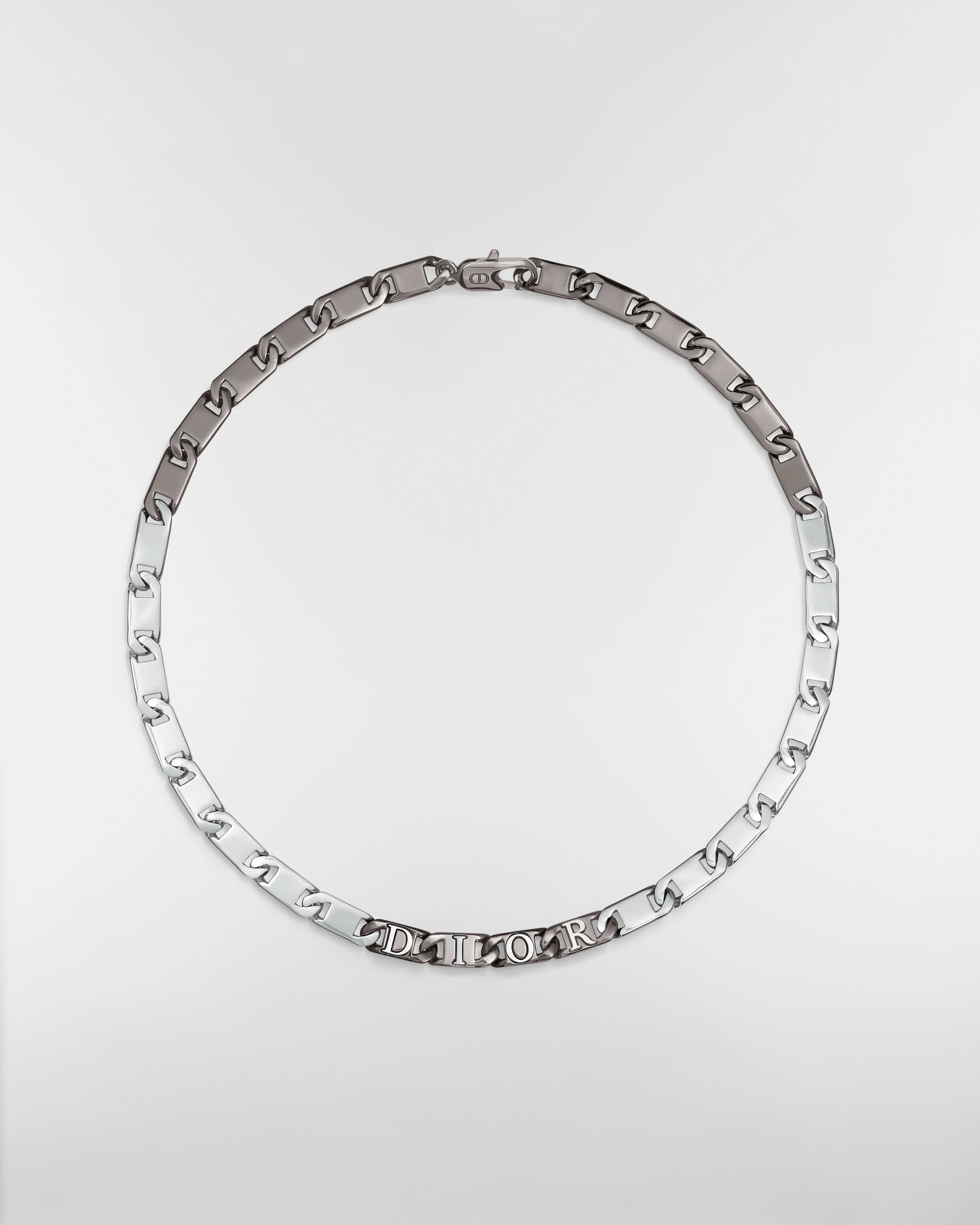 Dior Contrast Chain Link Necklace Ruthenium- and Silver-Finish Brass E01