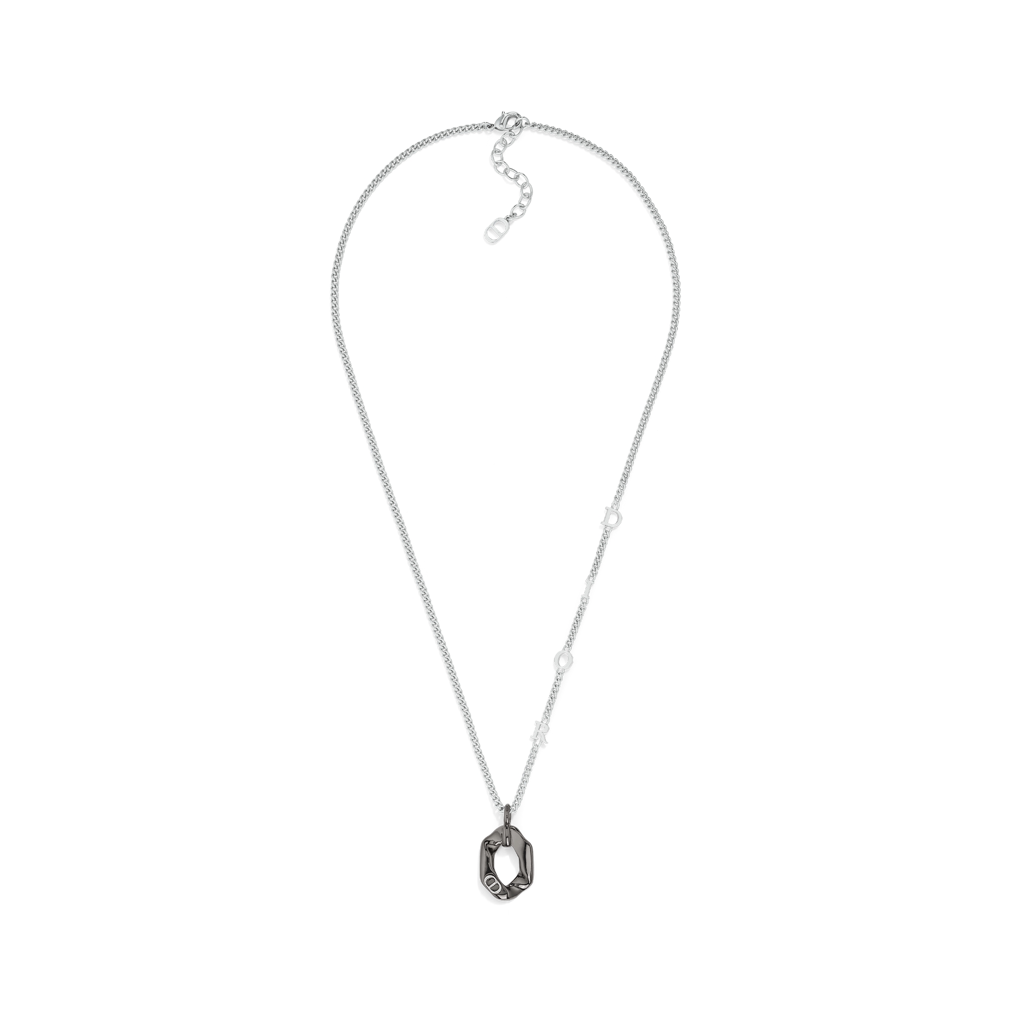 Dior Contrast Pendant Necklace Silver- and Ruthenium-Finish Brass E01