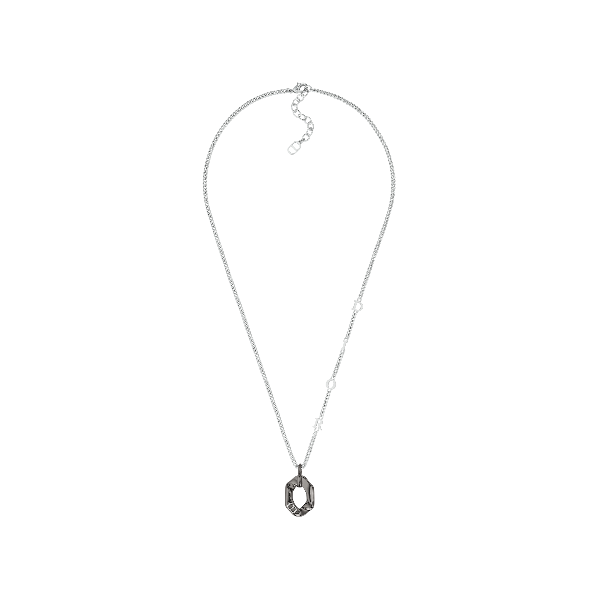 Dior Contrast Pendant Necklace Silver- and Ruthenium-Finish Brass E01