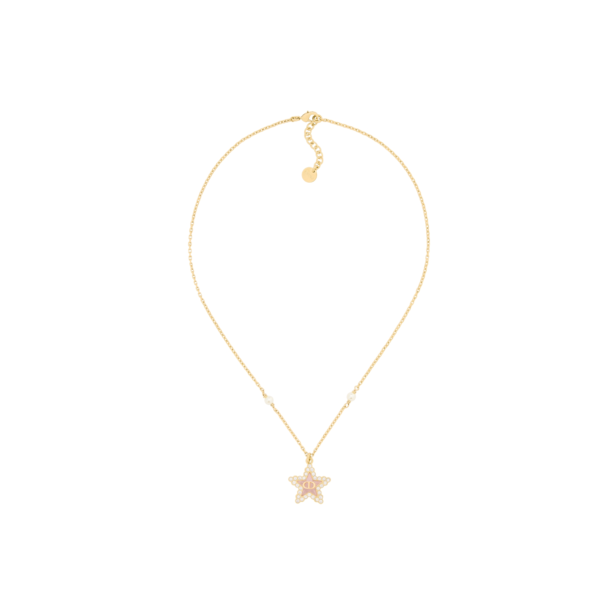  金色飾面金屬、白色樹脂珍珠、銀色水晶和馬卡龍粉玻璃