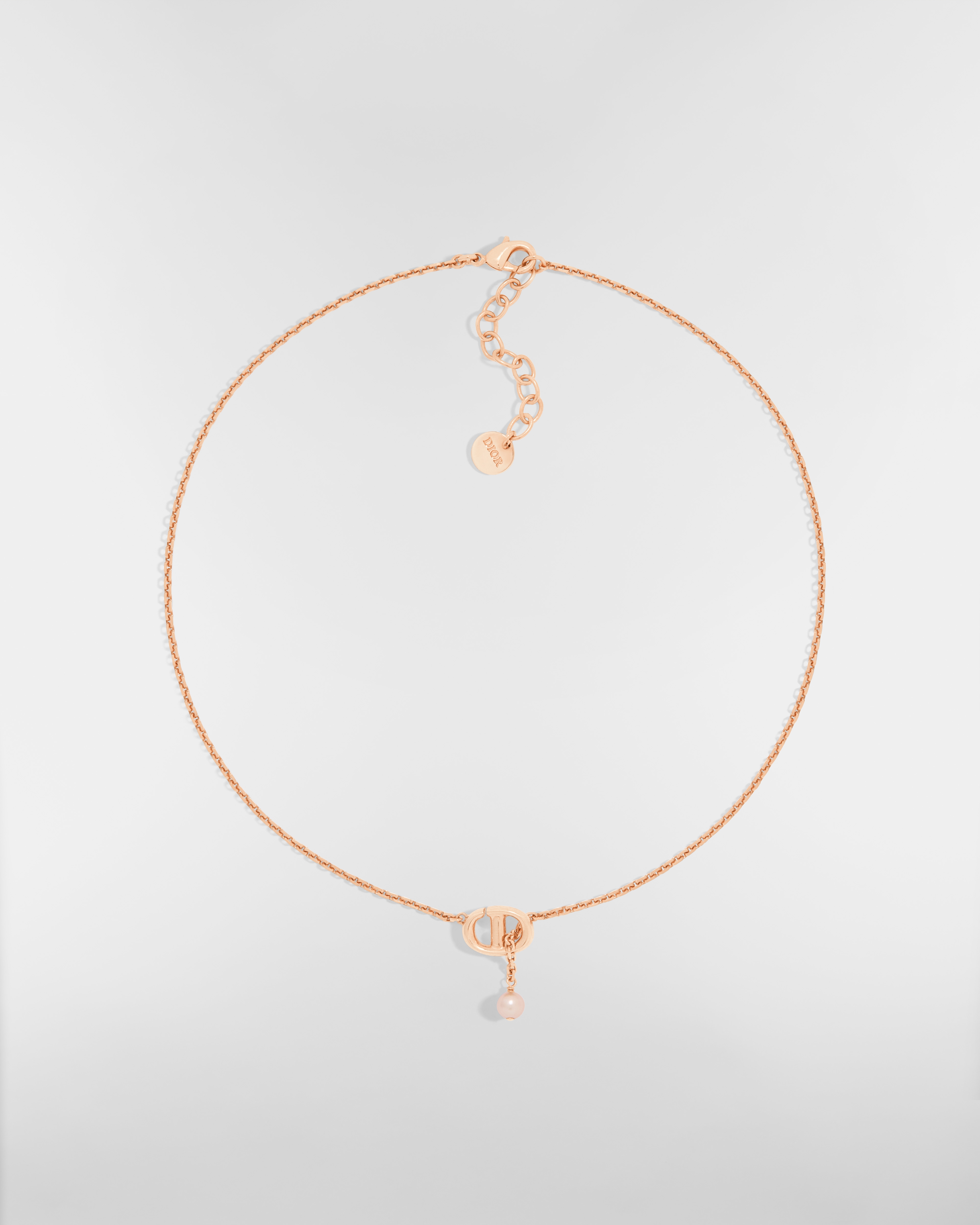 CD Navy Necklace Pink-Finish Metal and Iridescent Pink Resin Pearl E01