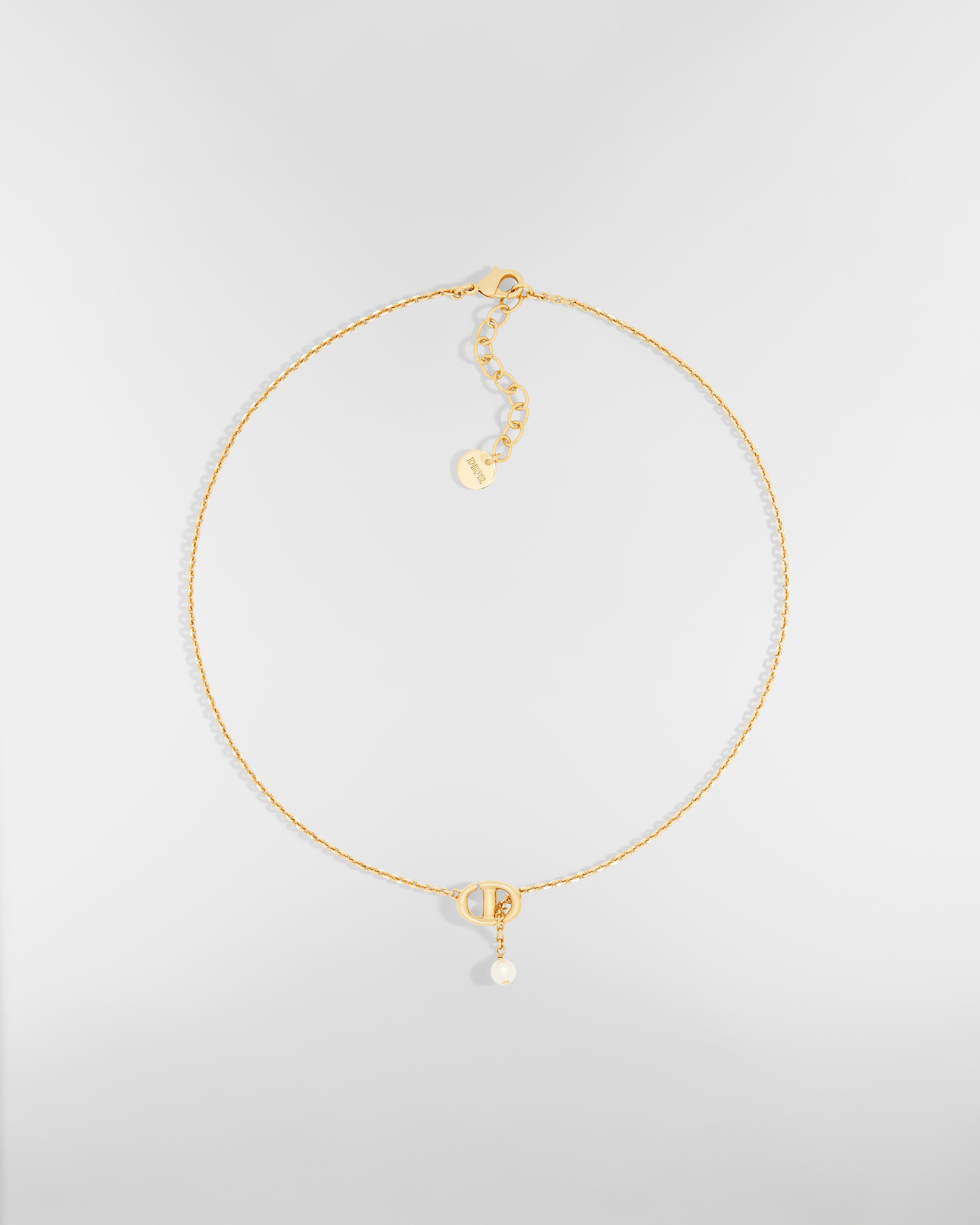 CD Navy Necklace Gold-Finish Metal and White Resin Pearl E01