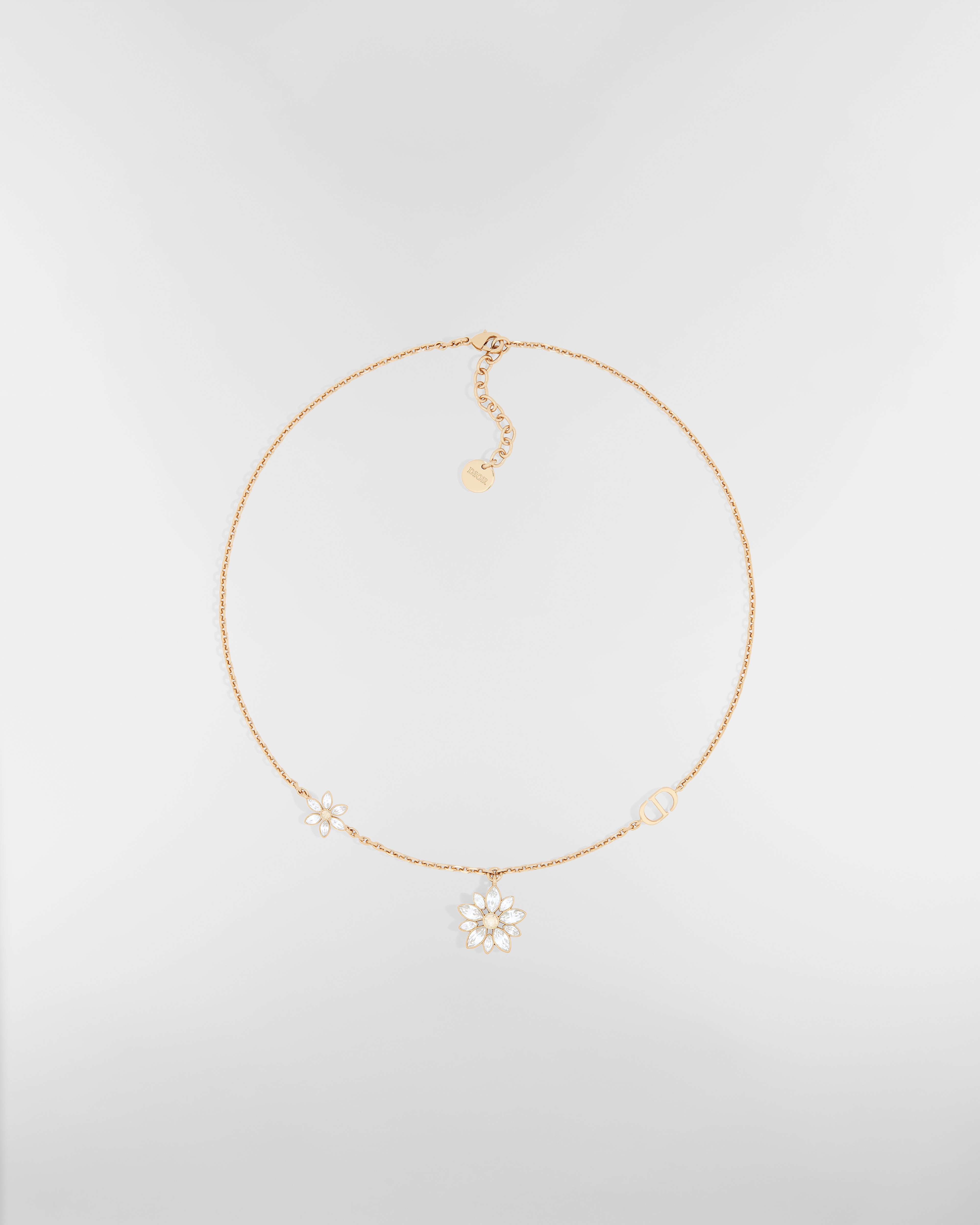 Fleur de Glace-ketting Vaalgoudkleurig metaal met goud- en zilverkleurige kristallen E01