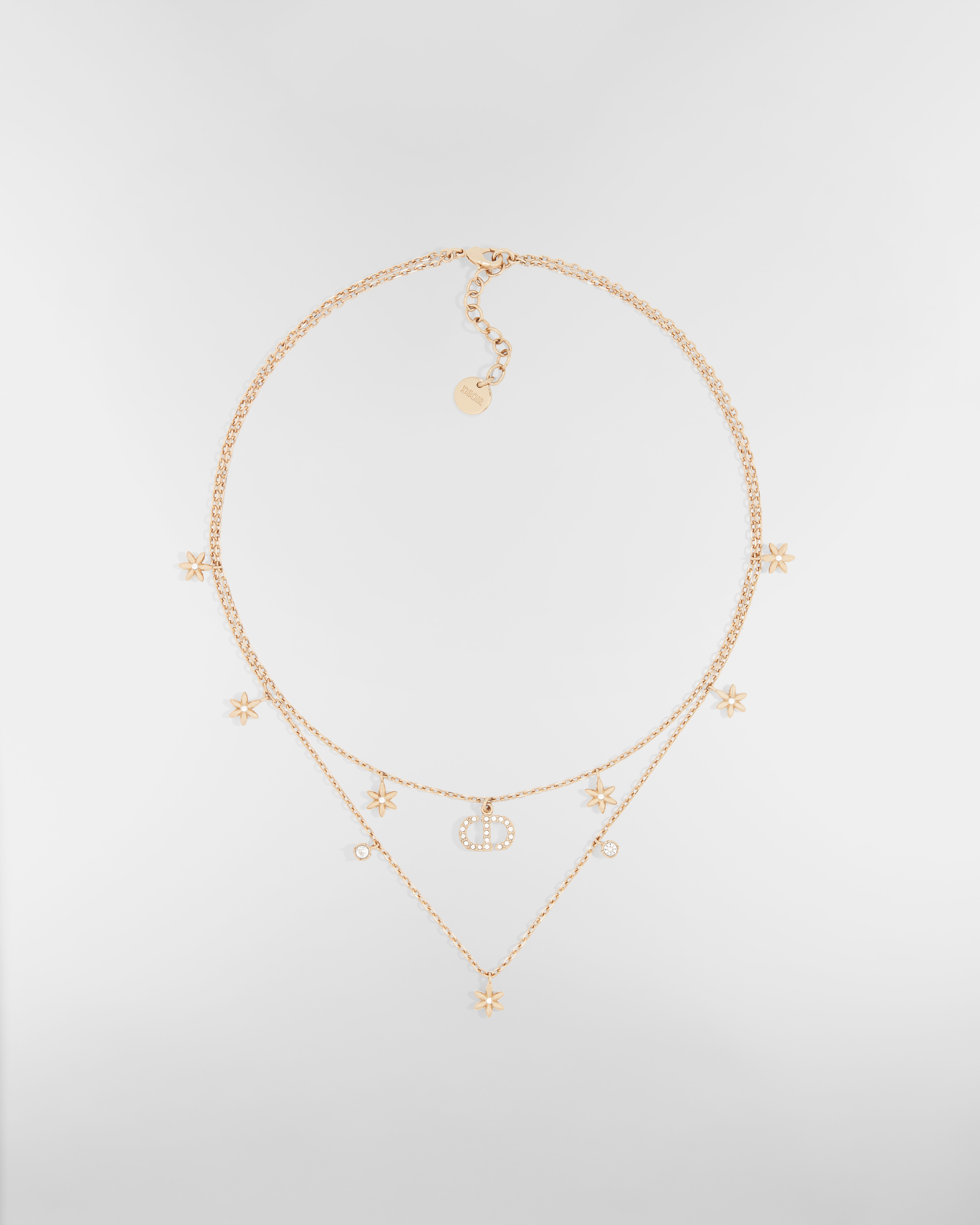 Petit CD Daisy Necklace Pale Gold-Finish Metal and Silver-Tone Crystals E01