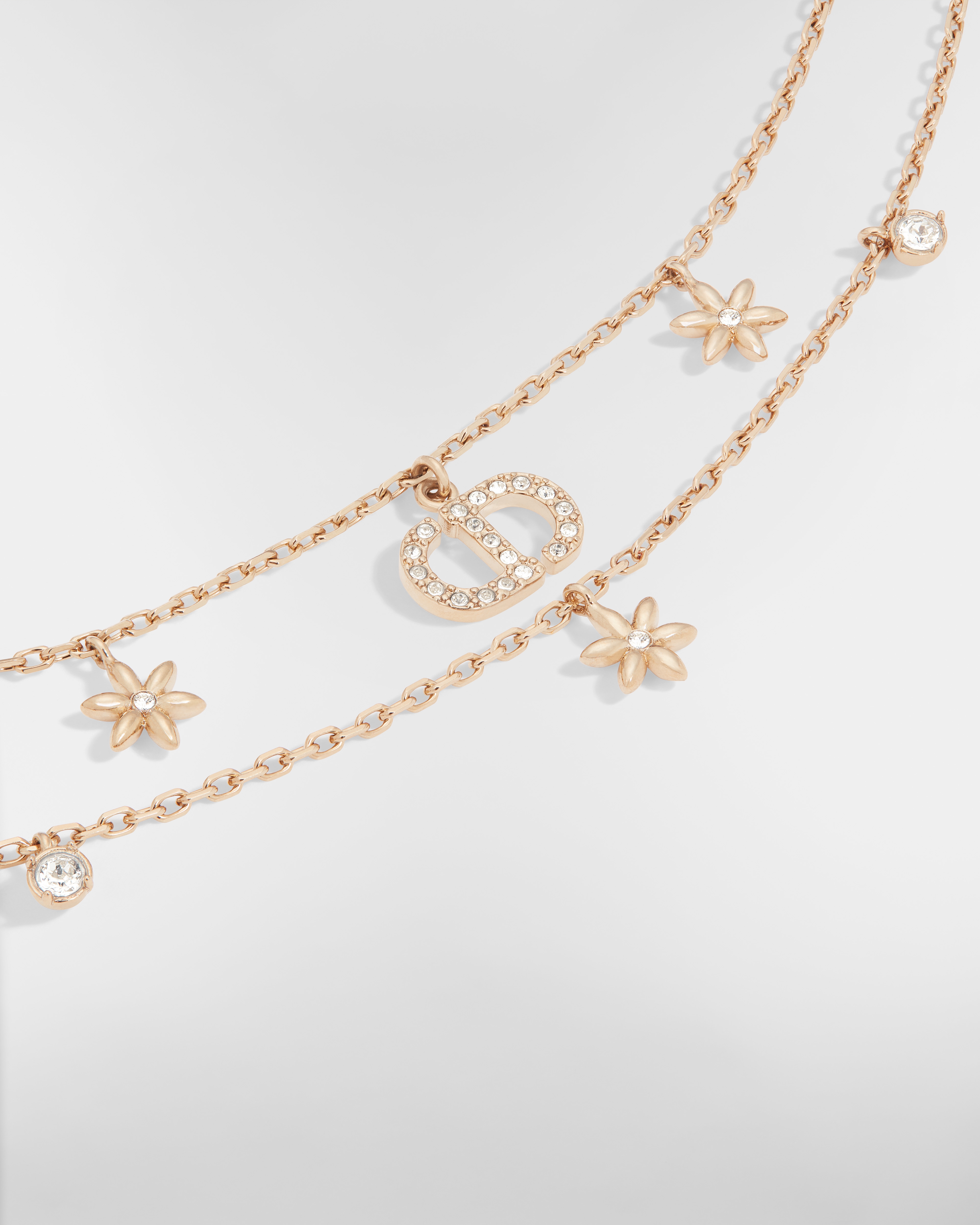 Petit CD Daisy Necklace Pale Gold-Finish Metal and Silver-Tone Crystals E09