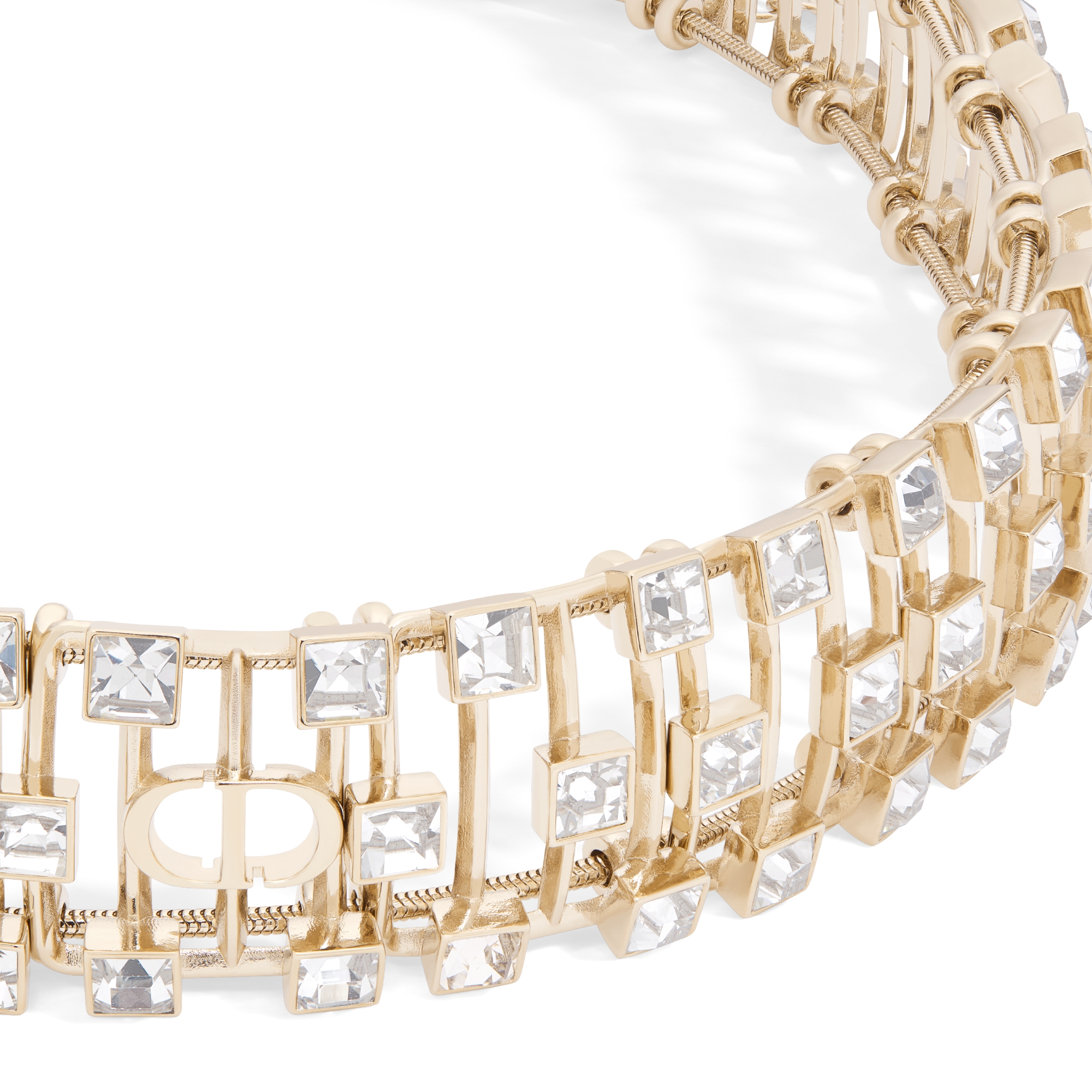 Collier choker Dior Deco Métal finition doré pâle et cristaux étincelants E09