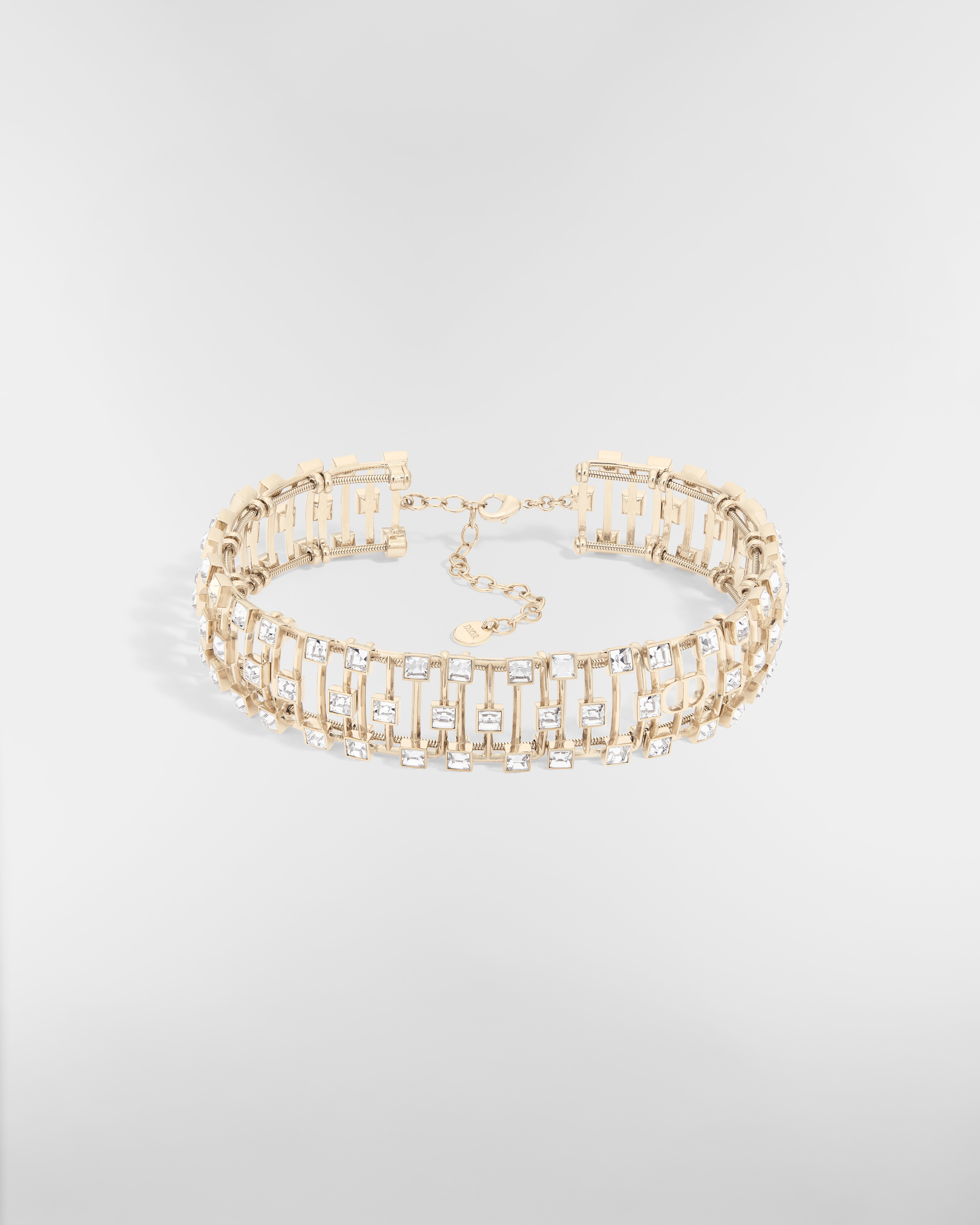 Dior Deco-choker Metaal met vaalgoudkleurige afwerking en fonkelende kristallen E01