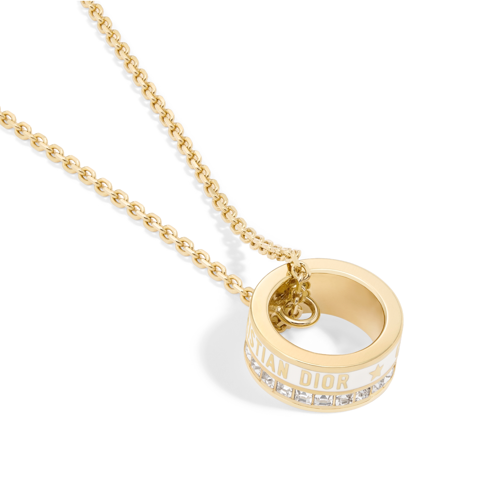 Dior Night Code Necklace Gold-Finish Metal, Sparkling Crystals and White Lacquer E09