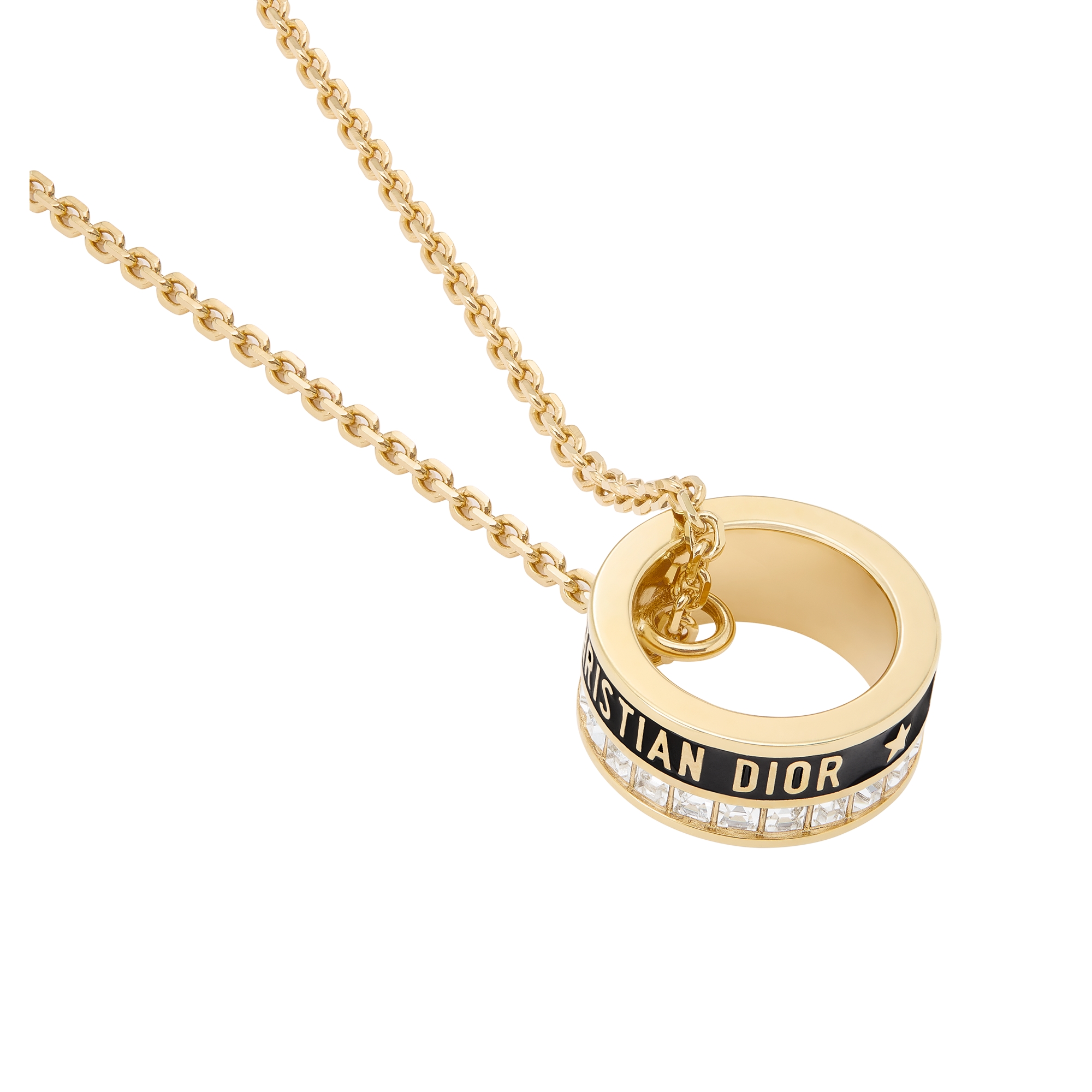 Dior Night Code Necklace Gold-Finish Metal, Sparkling Crystals and Black Lacquer E09