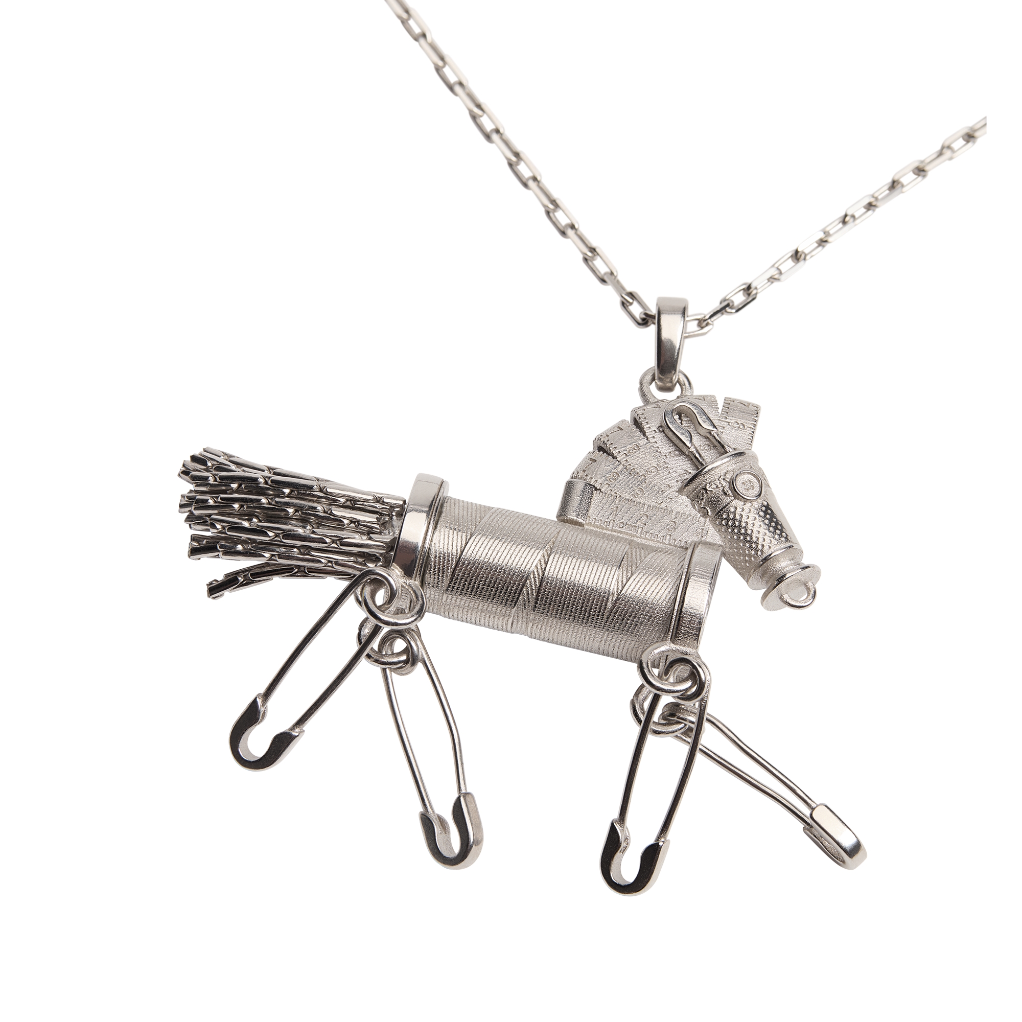 Dior Couture Charms Horse Pendant Necklace Silver E09