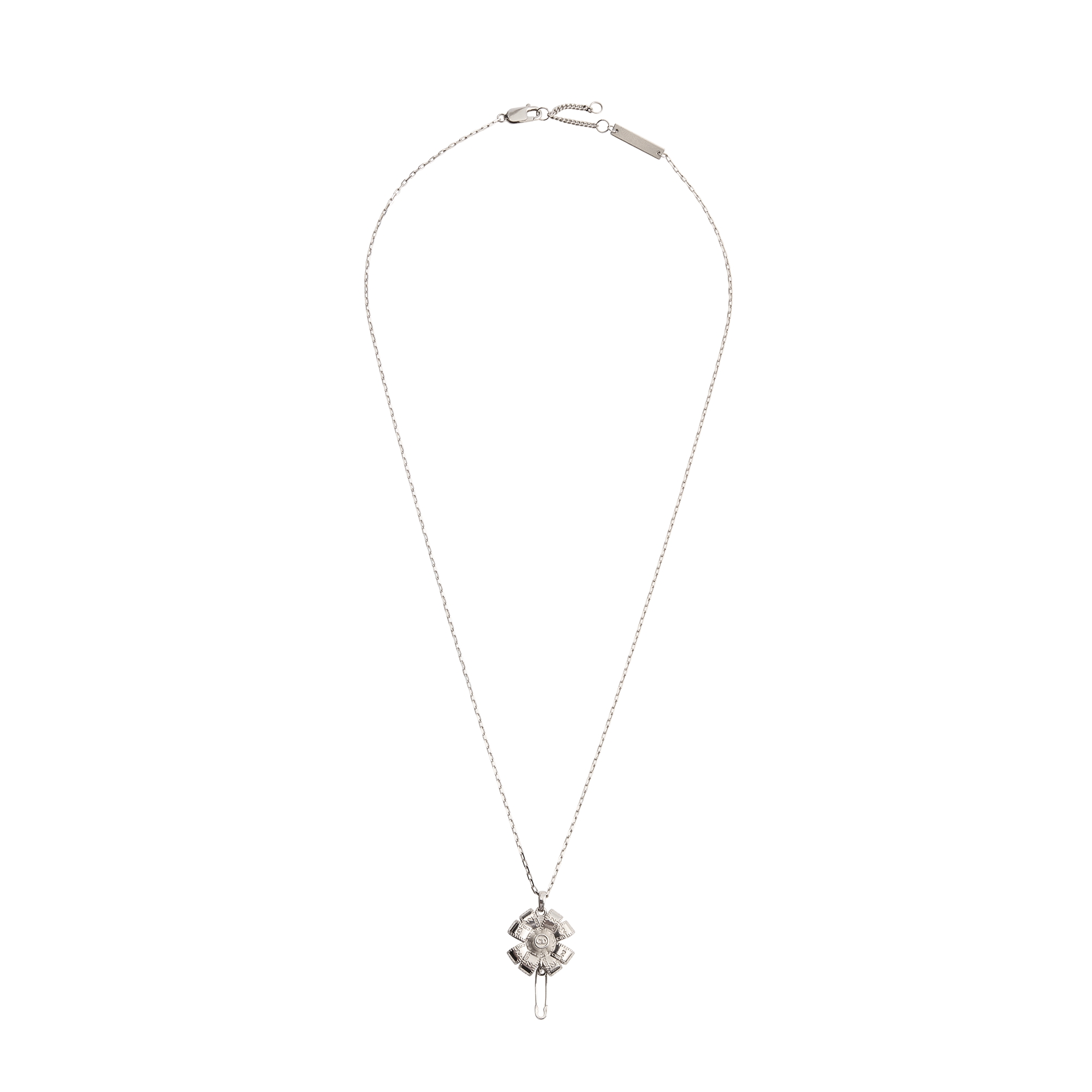 Dior Couture Charms Clover Pendant Necklace Silver E01