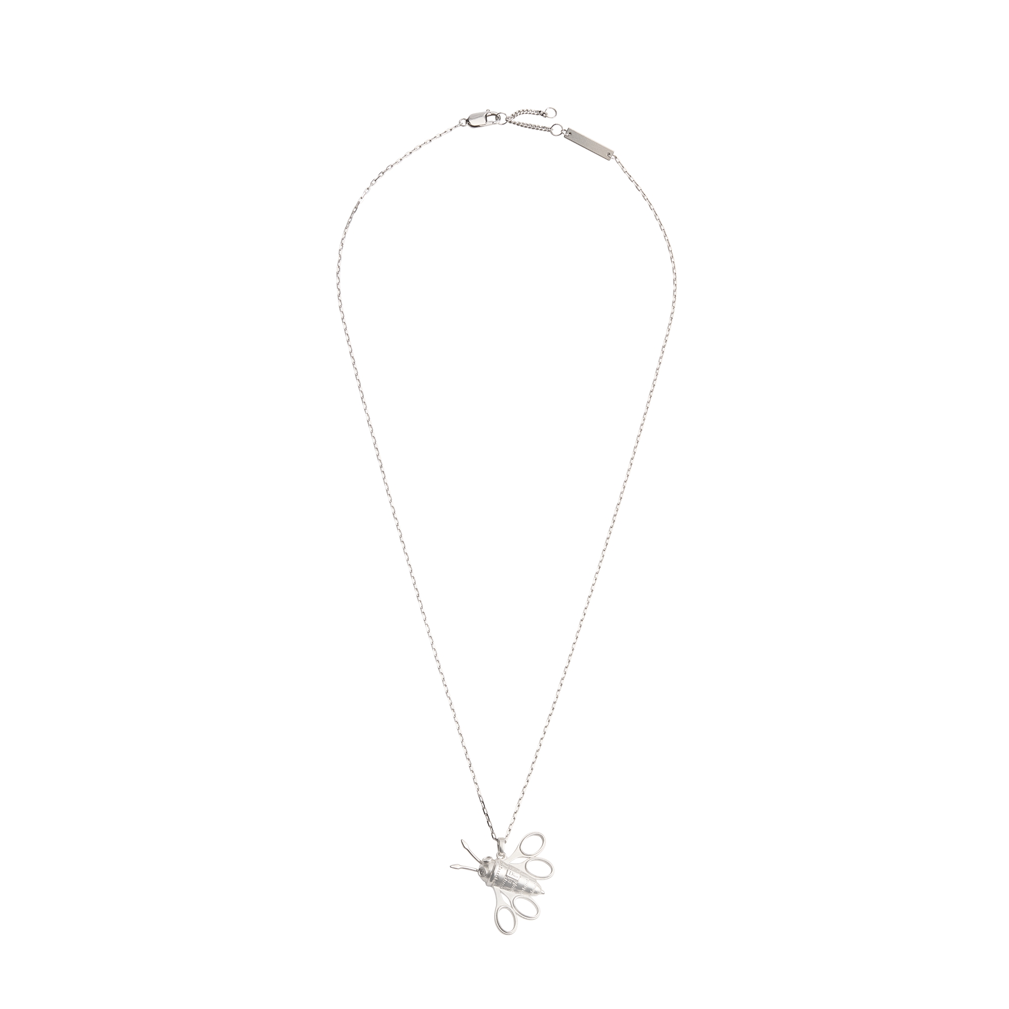 Dior Couture Charms Bee Pendant Necklace Silver E01