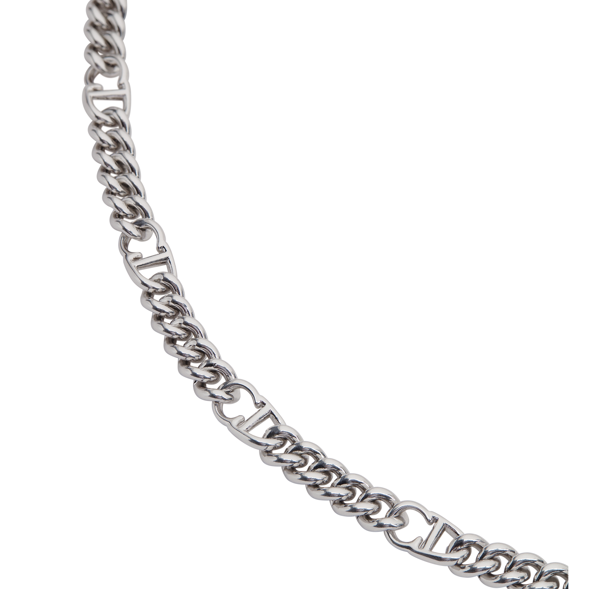 CD Icon Thin Chain Link Necklace Silver-Finish Brass E09