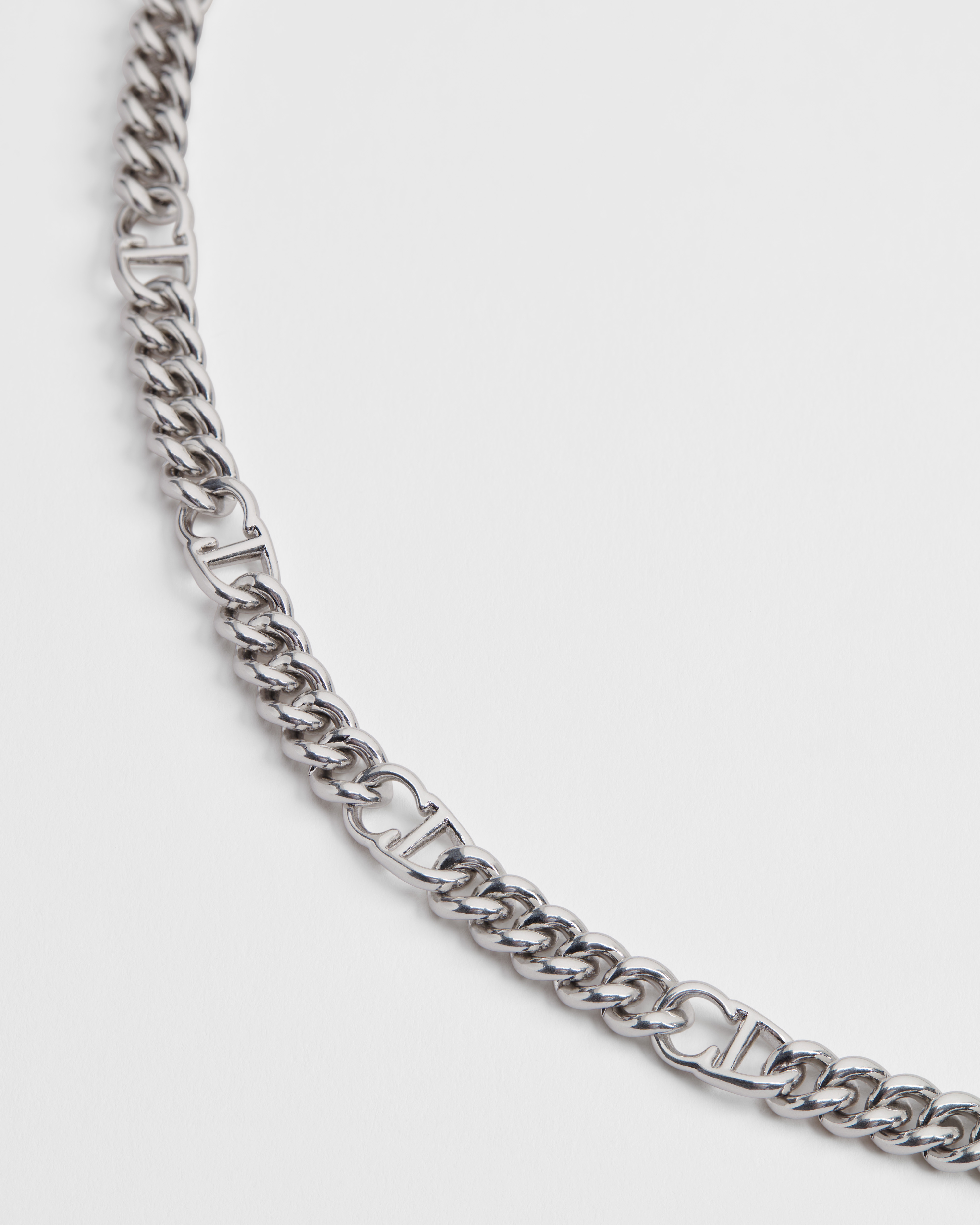 CD Icon Thin Chain Link Necklace Silver-Finish Brass E09
