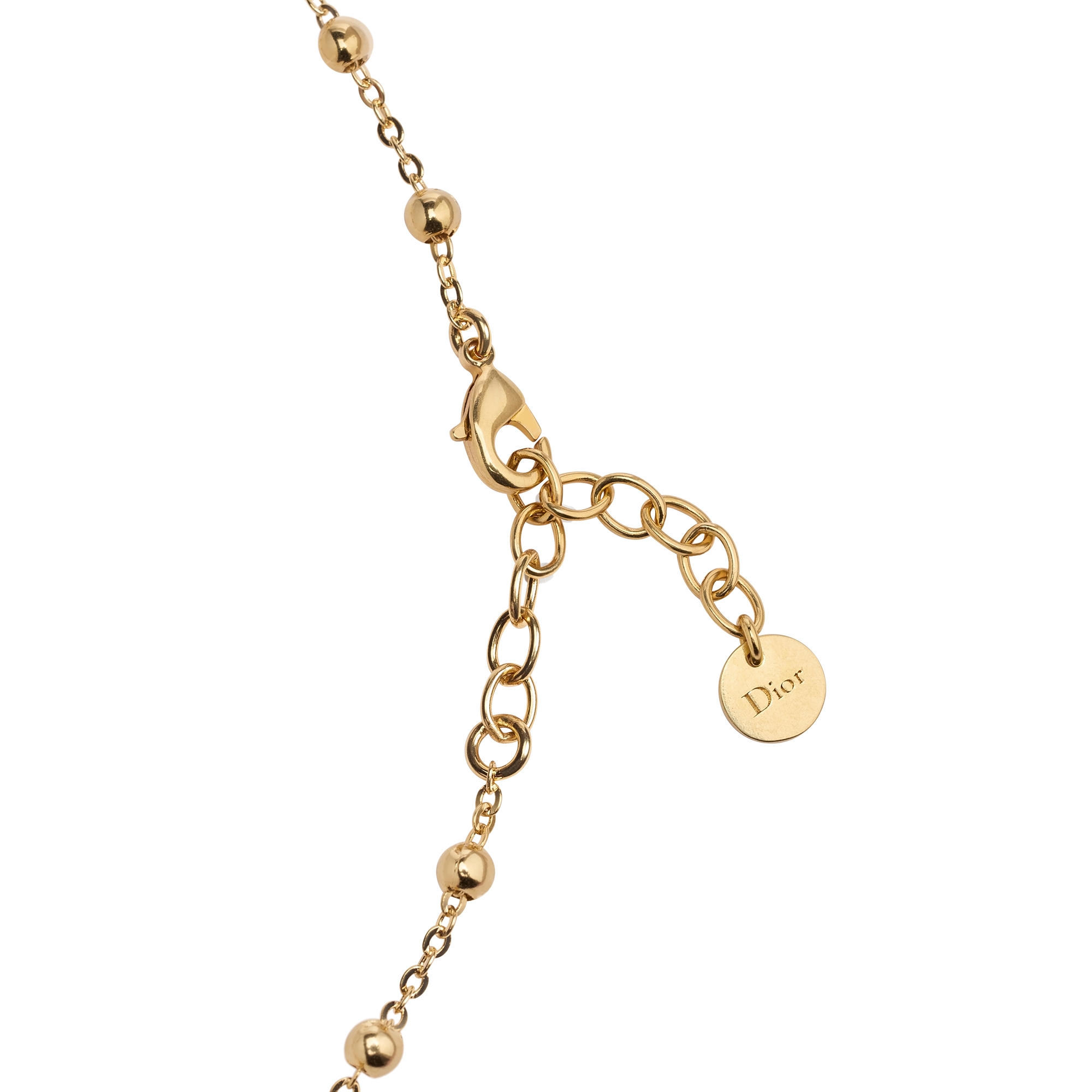 Lucky Dior Necklace Gold-Finish Metal and White Crystals E10