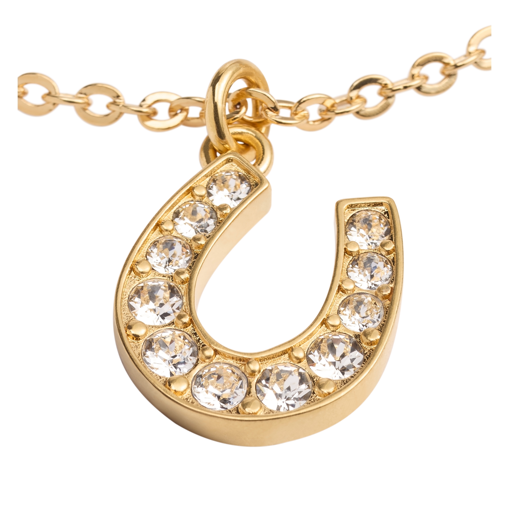 Lucky Dior Necklace Gold-Finish Metal and White Crystals E11