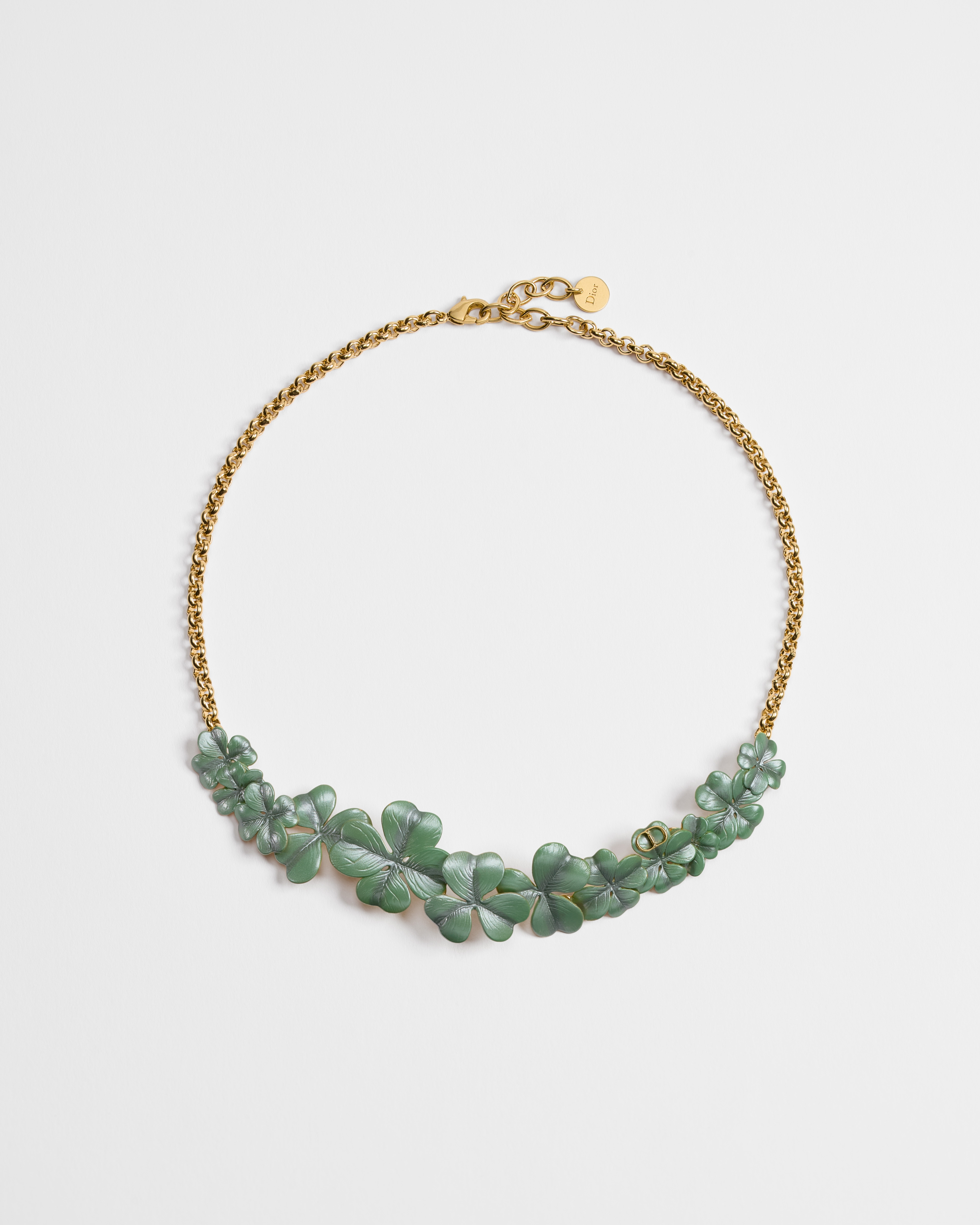 Collier Dior Clover Métal finition dorée et laque verte E01
