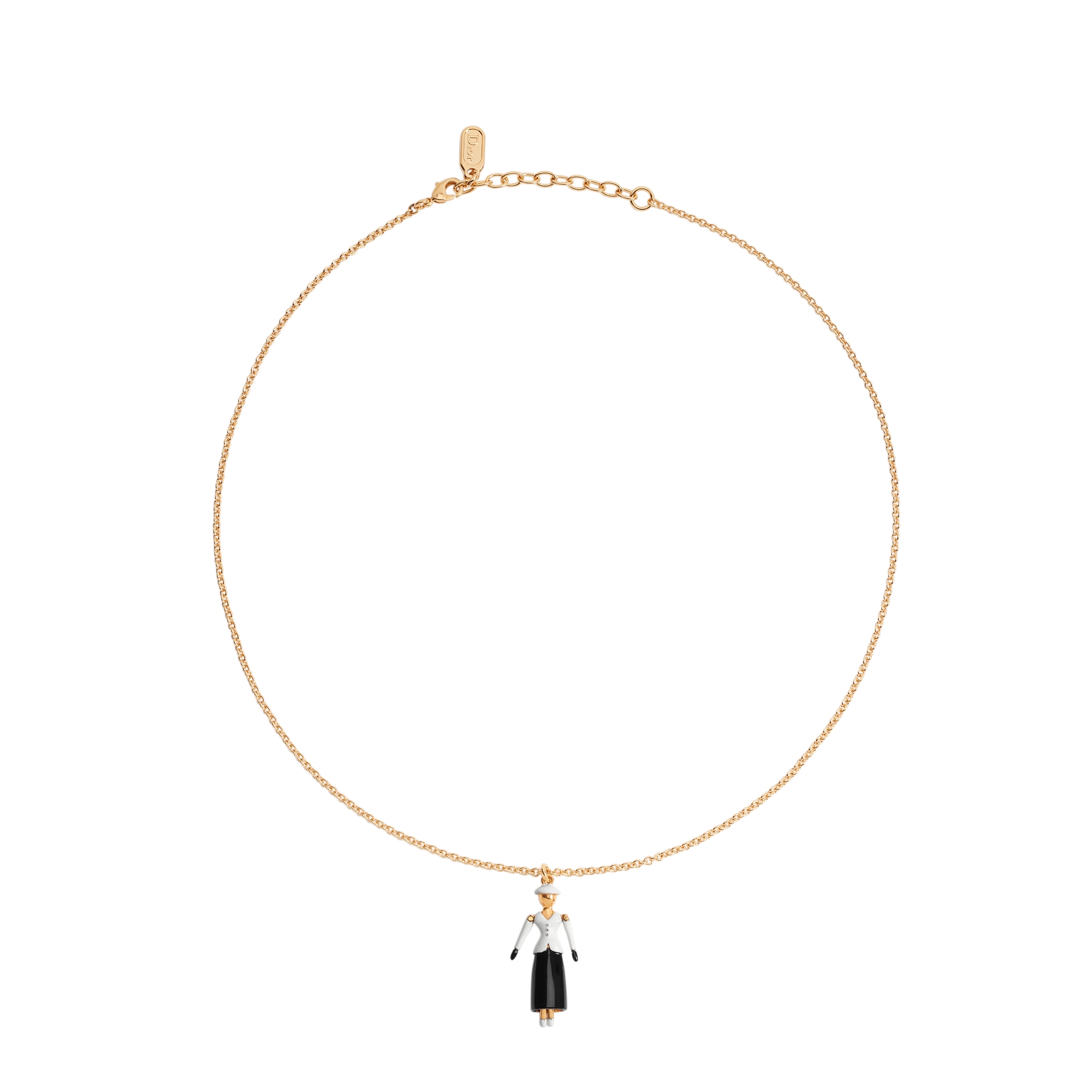 Dior Icon Necklace Gold-Finish Metal with Black and White Lacquer E01