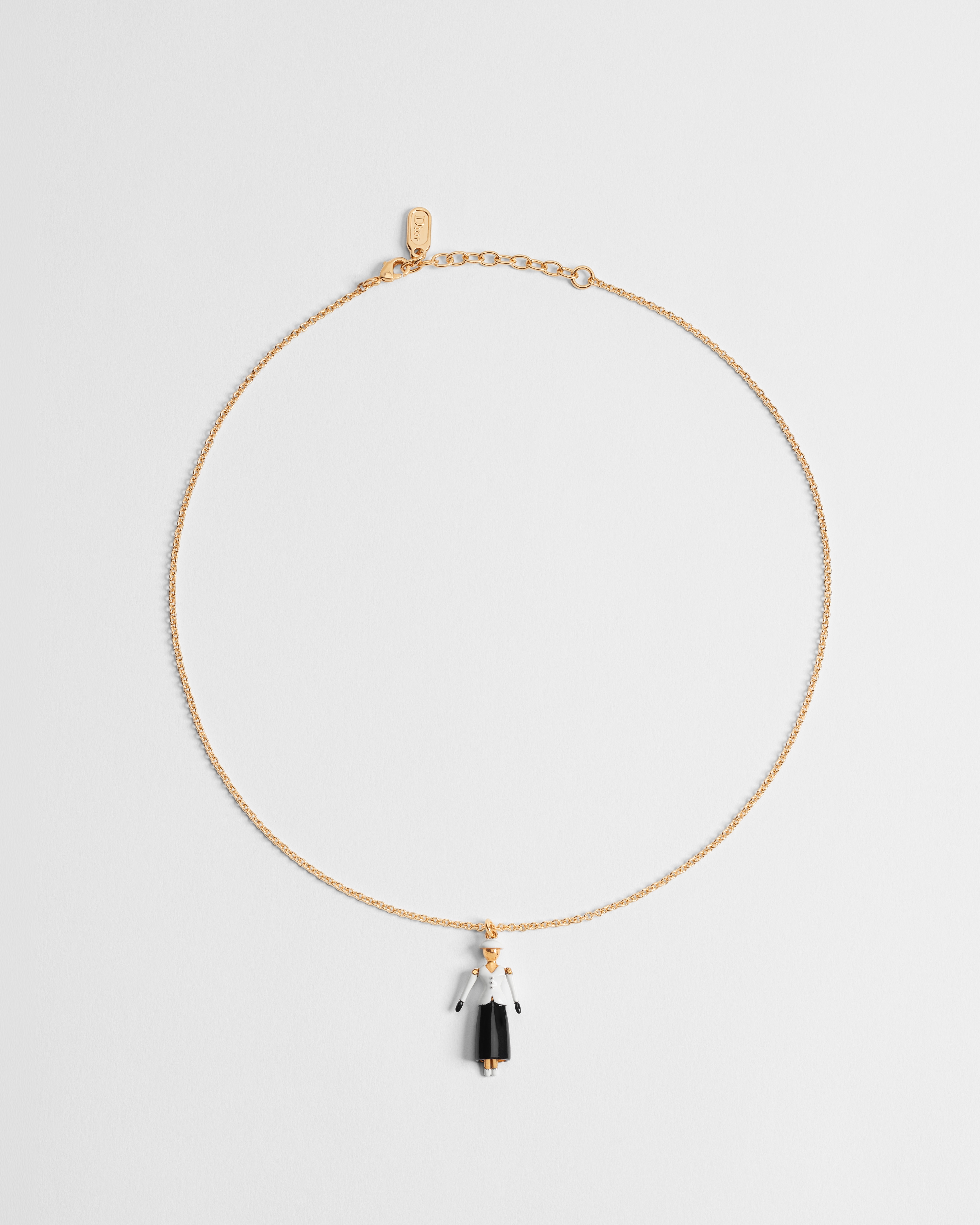 Dior Icon 項鍊 金色飾面金屬搭配黑色和白色漆面 E01