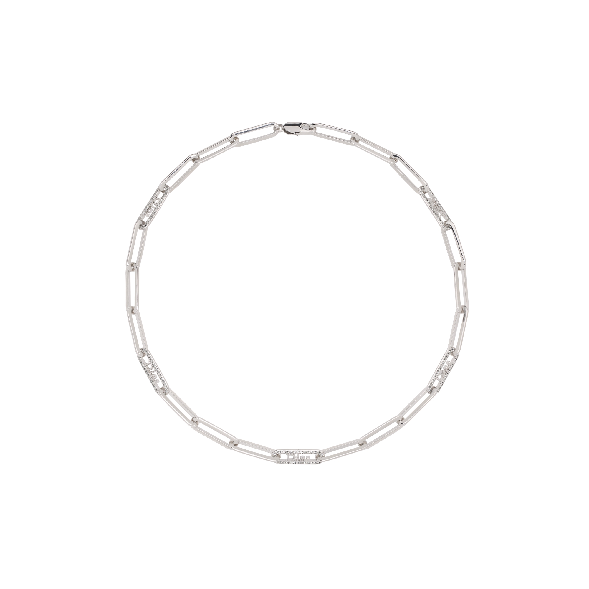 Dior Link Necklace Silver-Finish Metal and Crystals | DIOR