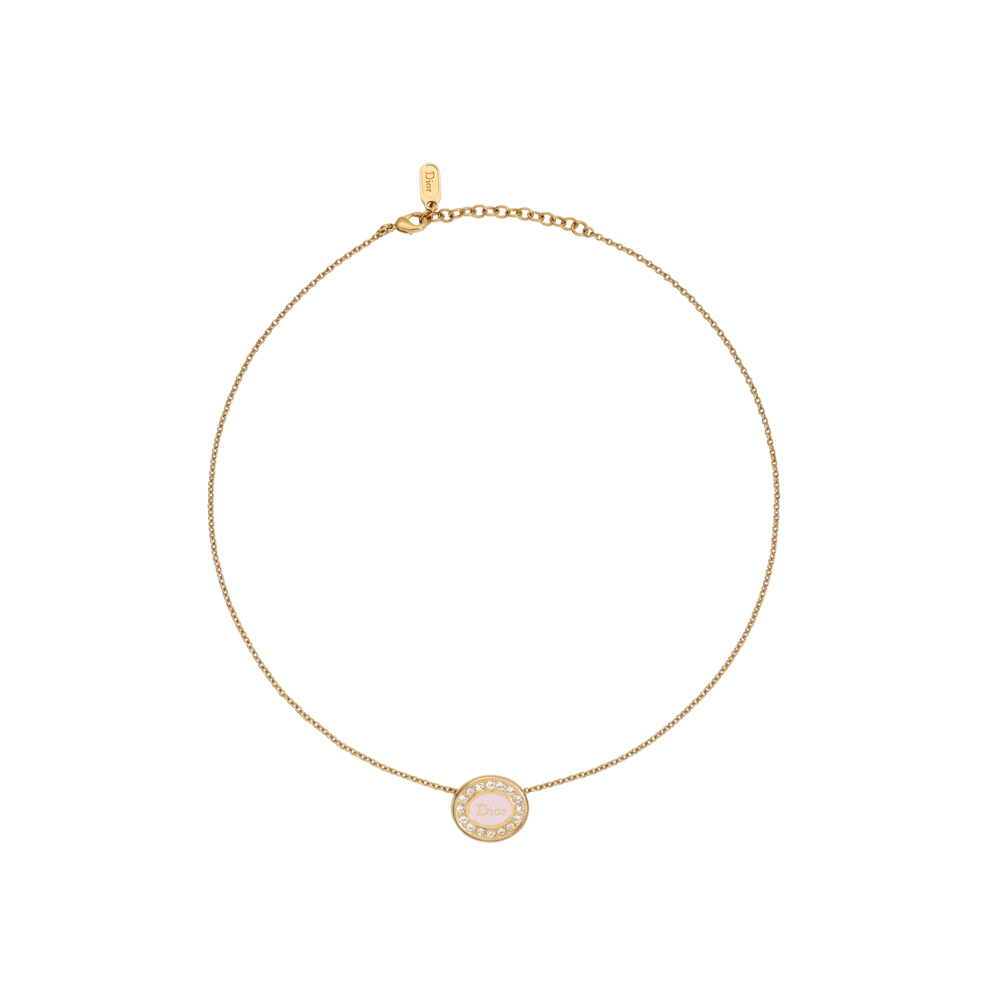 Dior Core Necklace Gold-Finish Metal, Crystals and Rose Tendre Lacquer E01