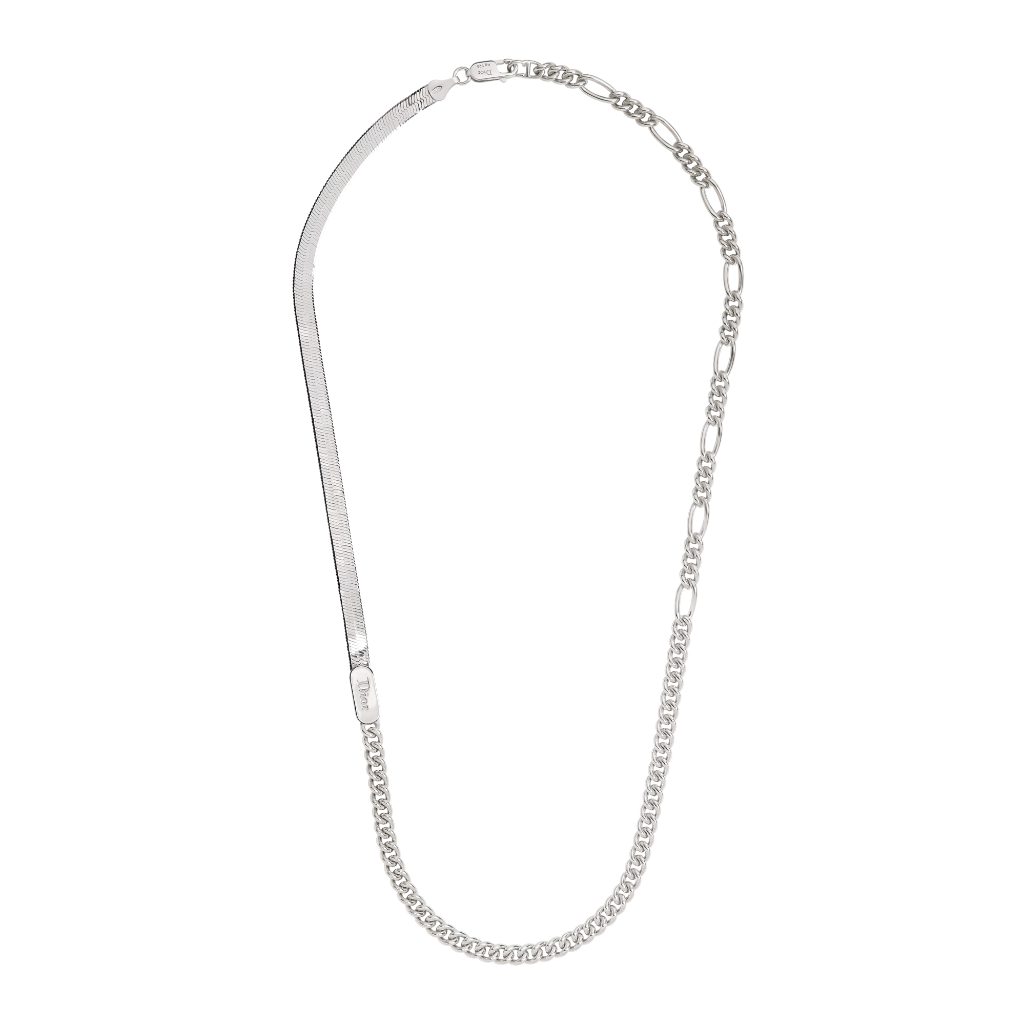 Dior Stack Chain Link Necklace Silver E01