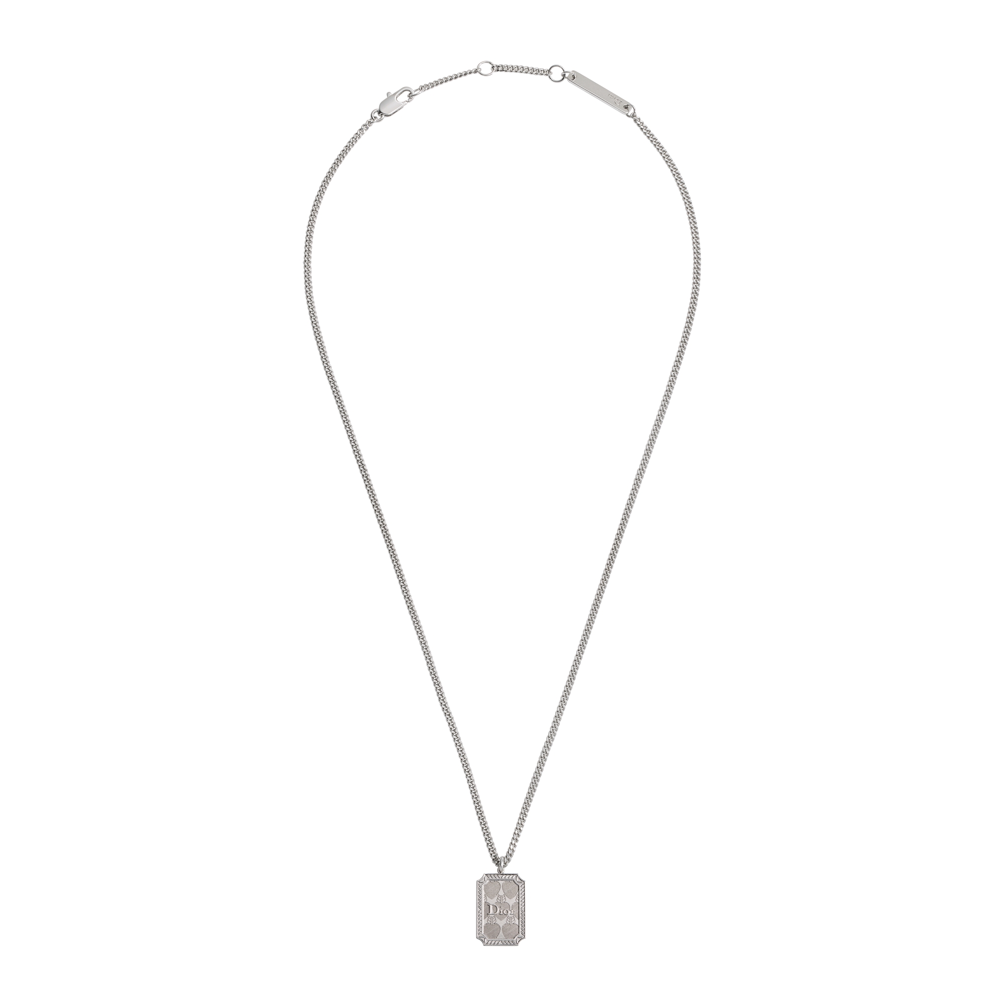 Dior Médaillon Heart Pendant Necklace Silver-Finish Brass E01