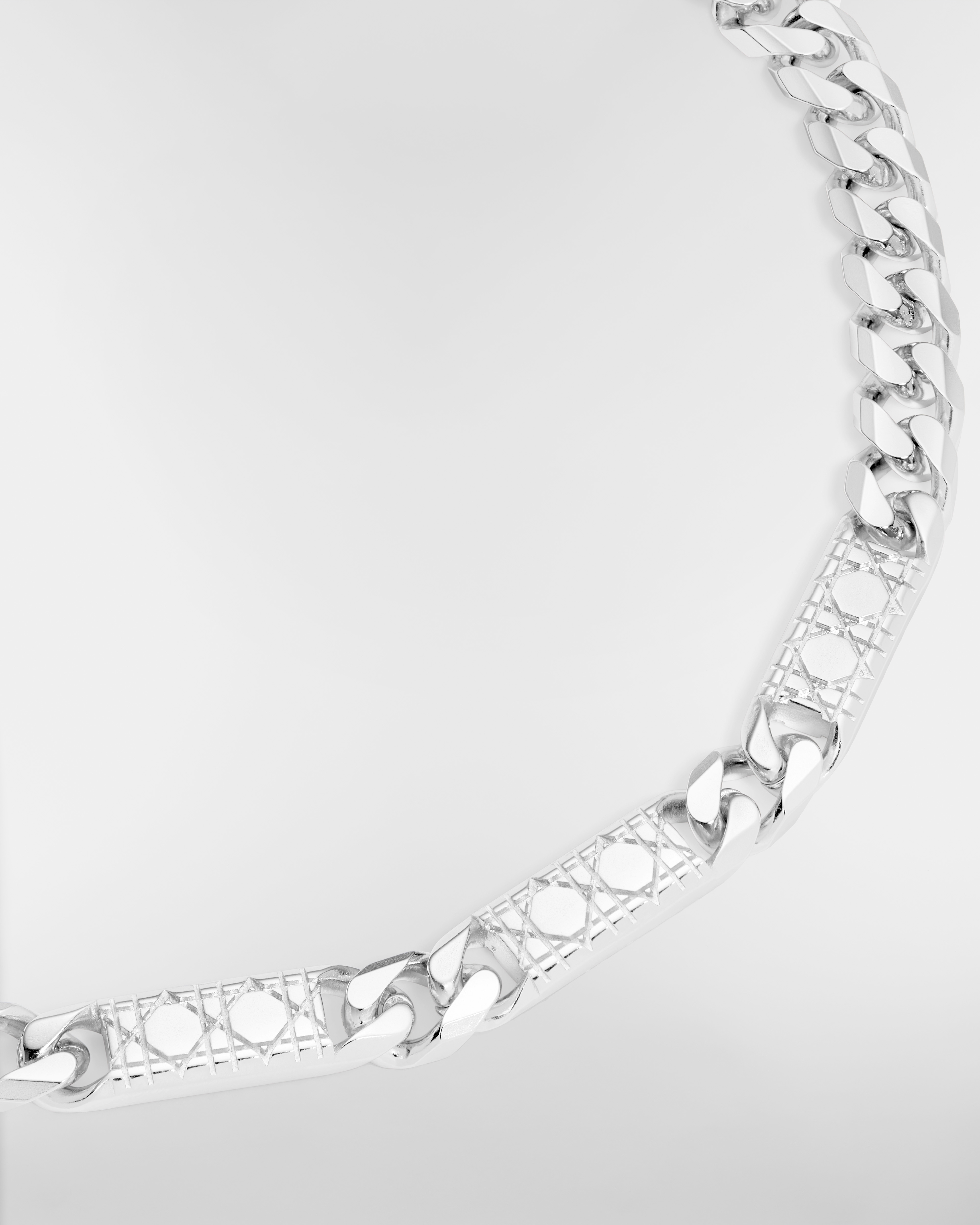Cannage Chain Link Necklace Silver E09