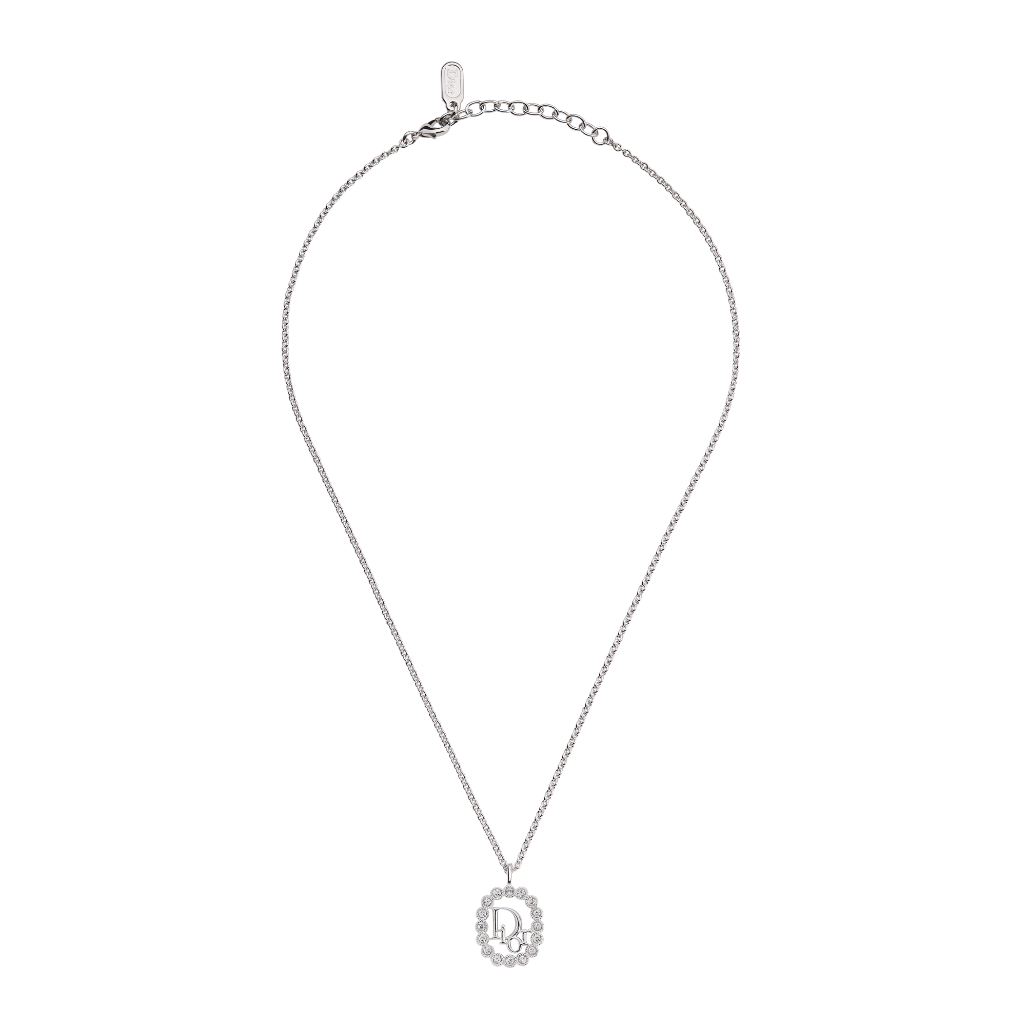 Dior Parure Necklace Silver-Finish Metal and Crystals E01