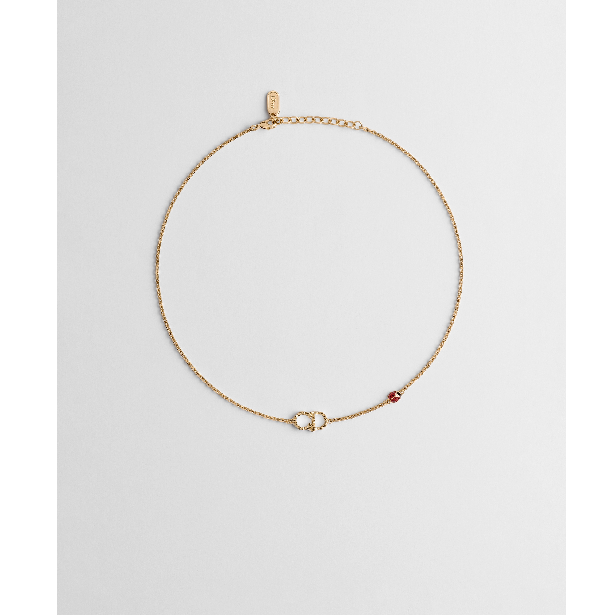 Dior Qixi CD Lady Twist Necklace Gold-Finish Metal with Red and