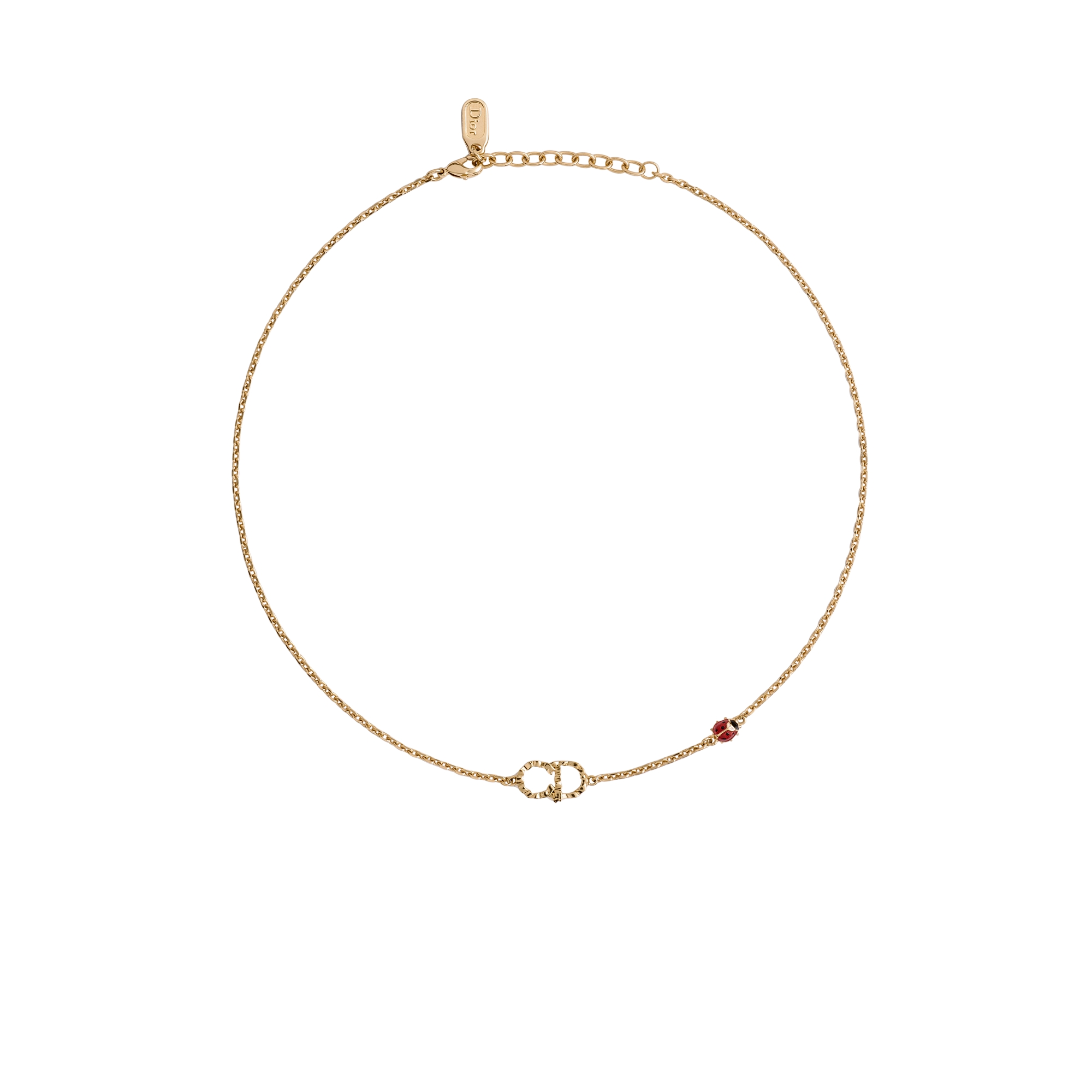 Dior Qixi CD Lady Twist ネックレス ゴールドトーンメタル、レッド