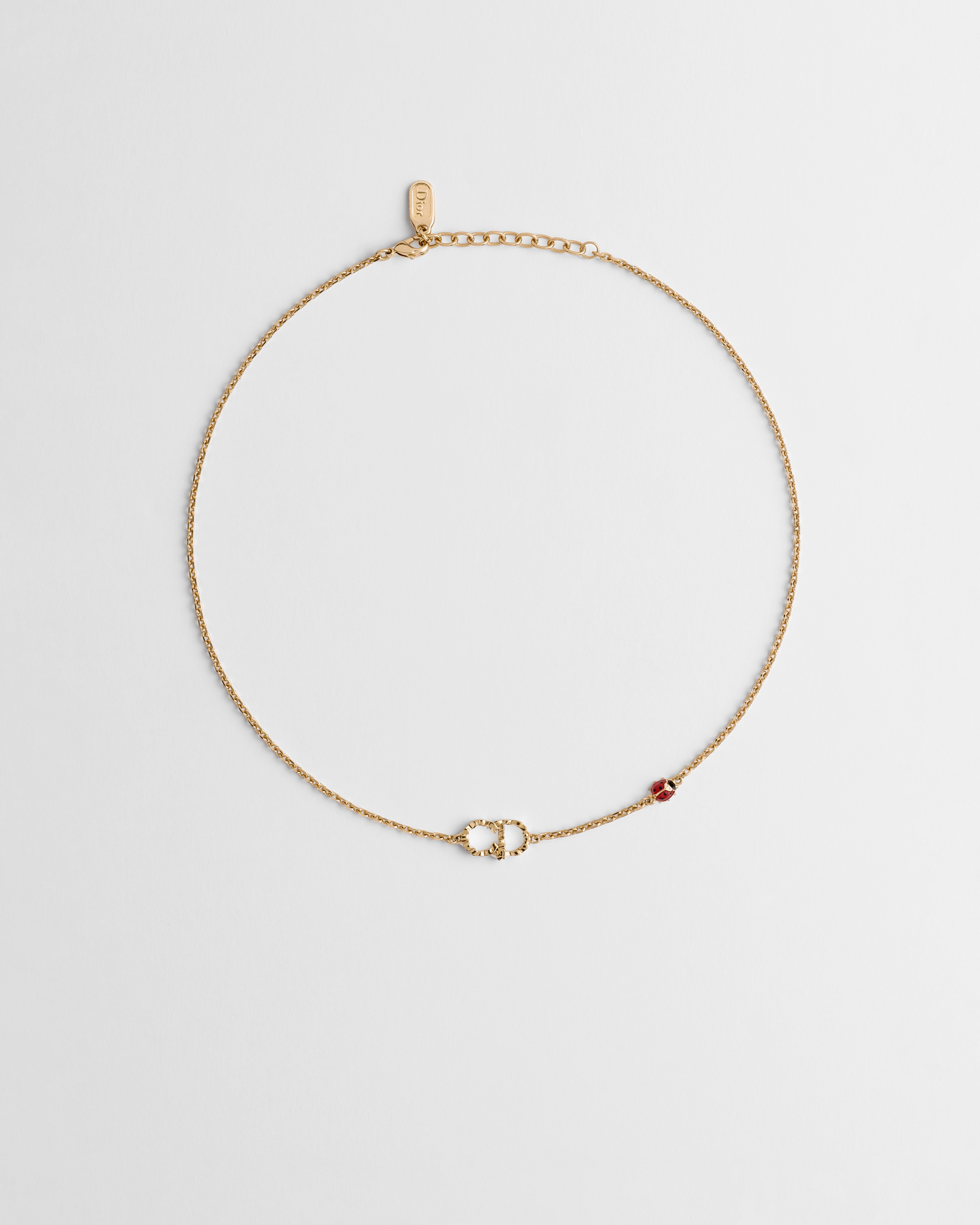 Dior Qixi CD Lady Twist Halskette Metall mit Gold-Finish und Lack in Rot und Schwarz E01