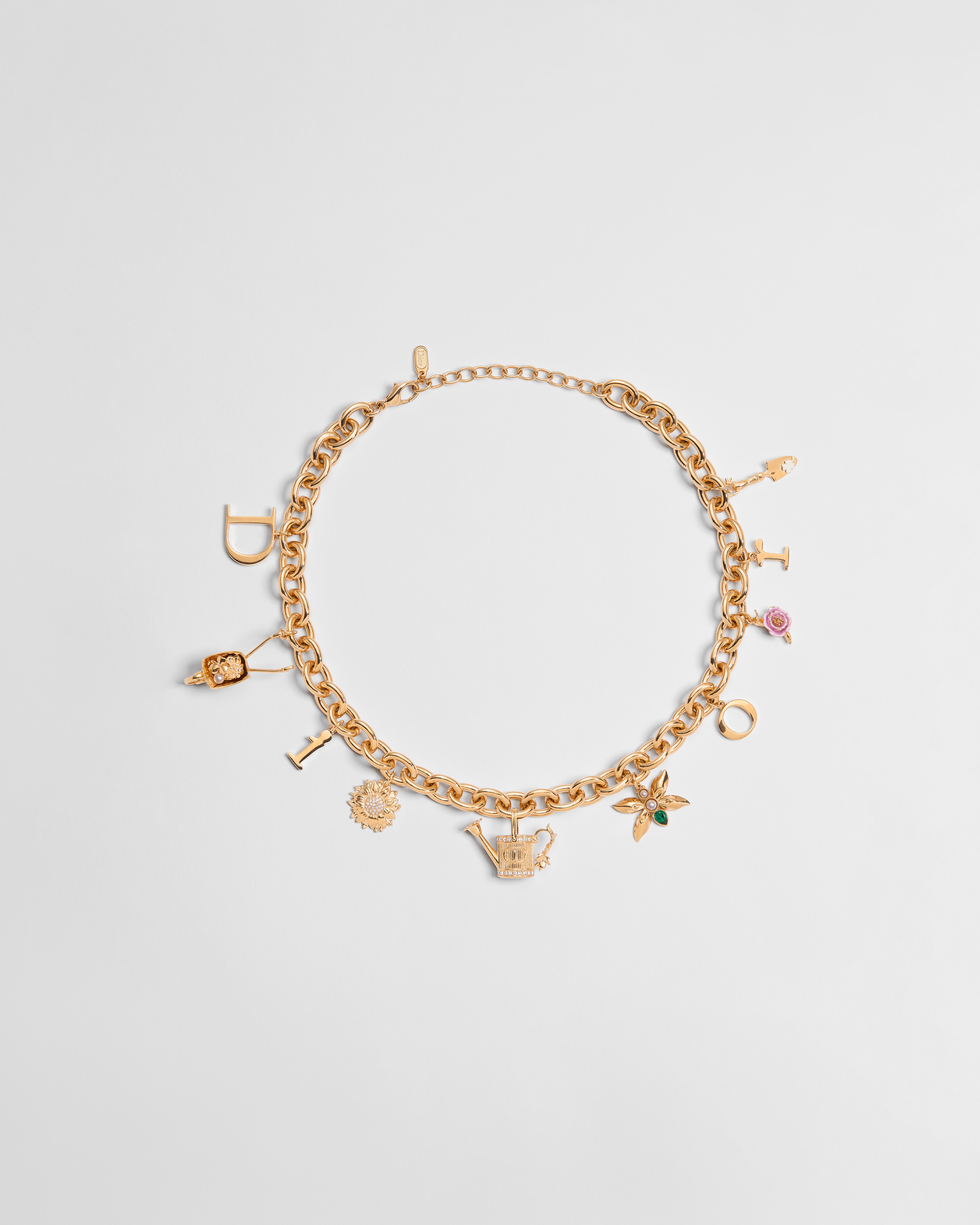 Collier Jardin d'Atelier Dior Métal finition dorée, perles en résine blanche, cristaux et laque multicolores E01