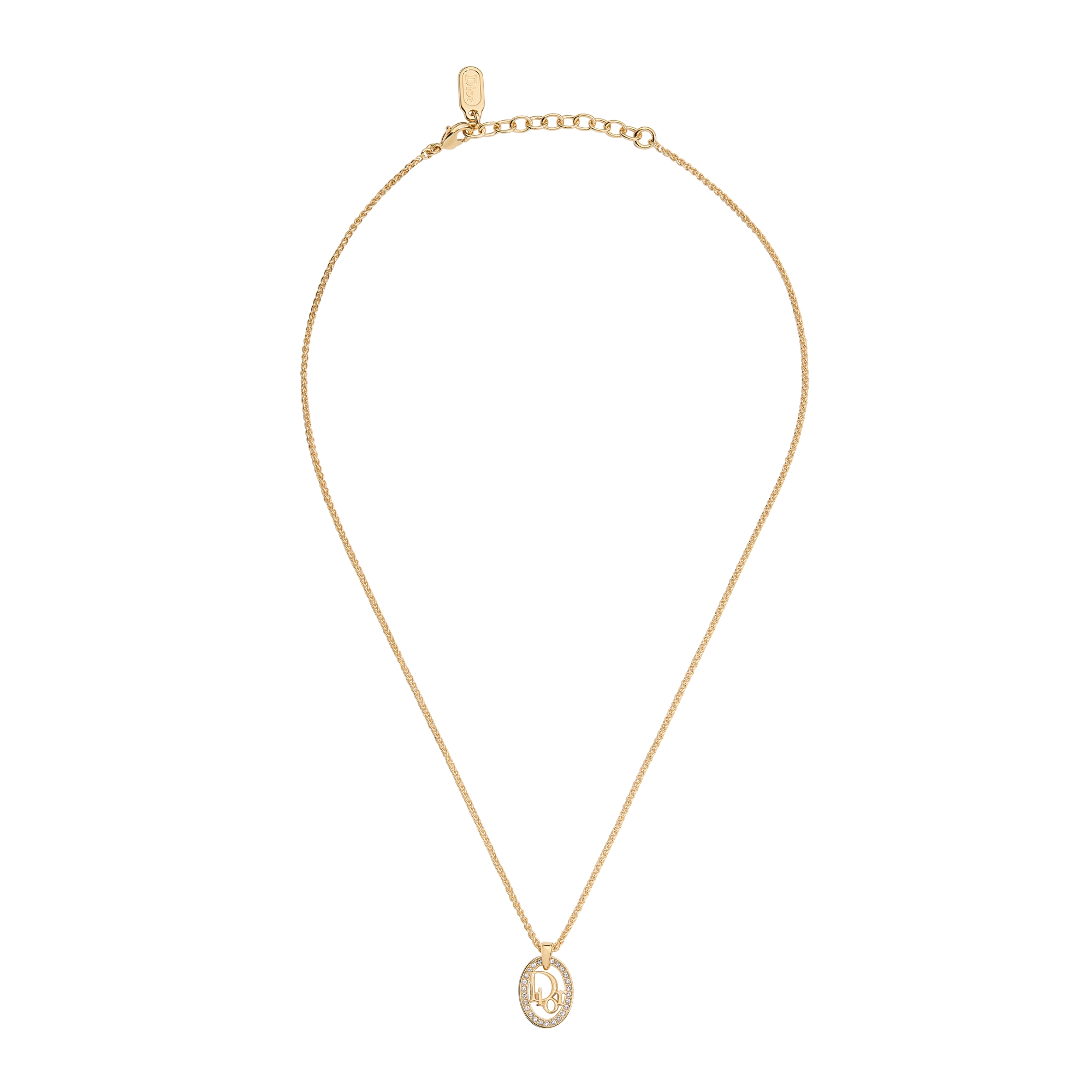 Dior Oblique Necklace Gold-Finish Metal and Crystals E01